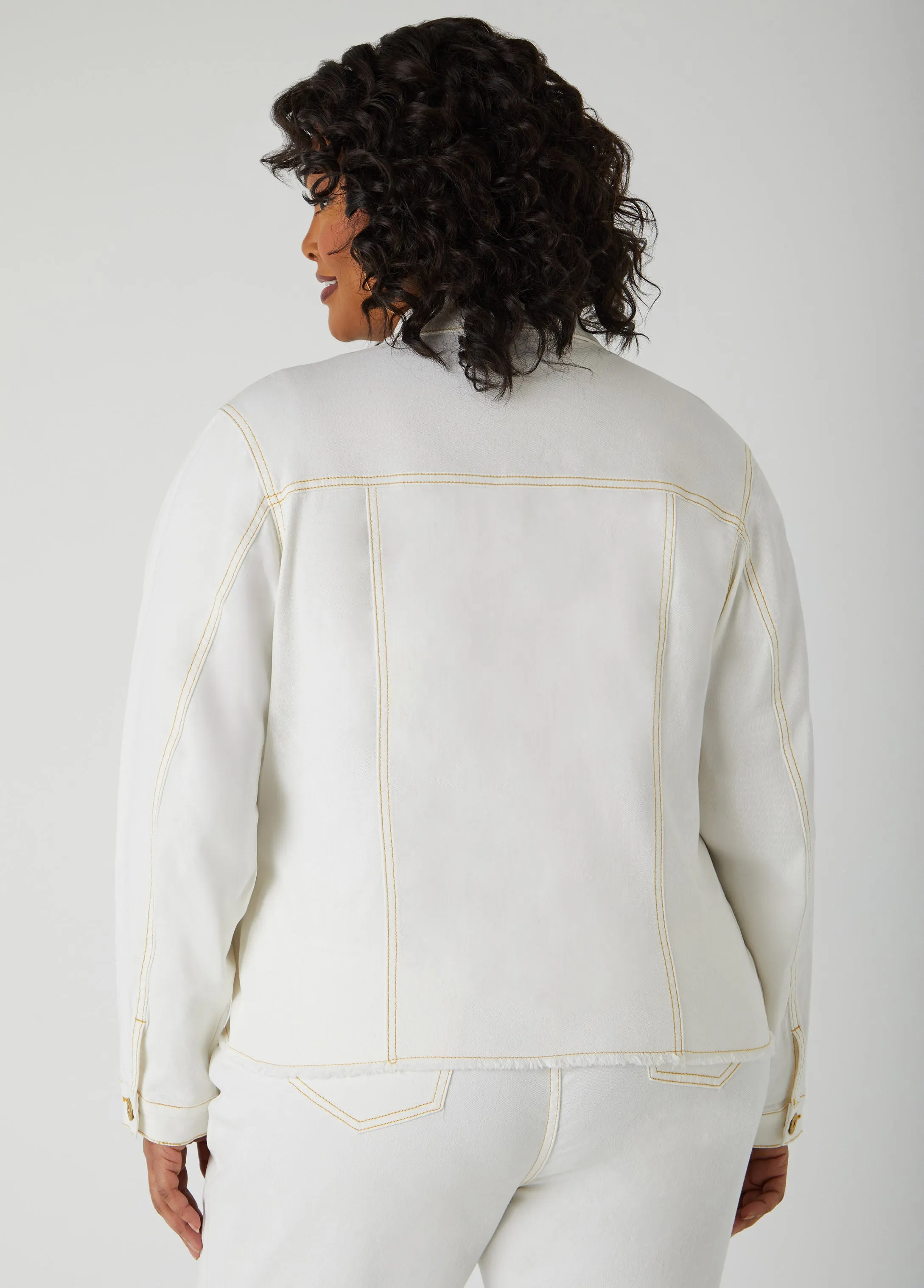 Frayed Stretch Denim Jacket sold by Ashley Stewart product image thumbnail 2