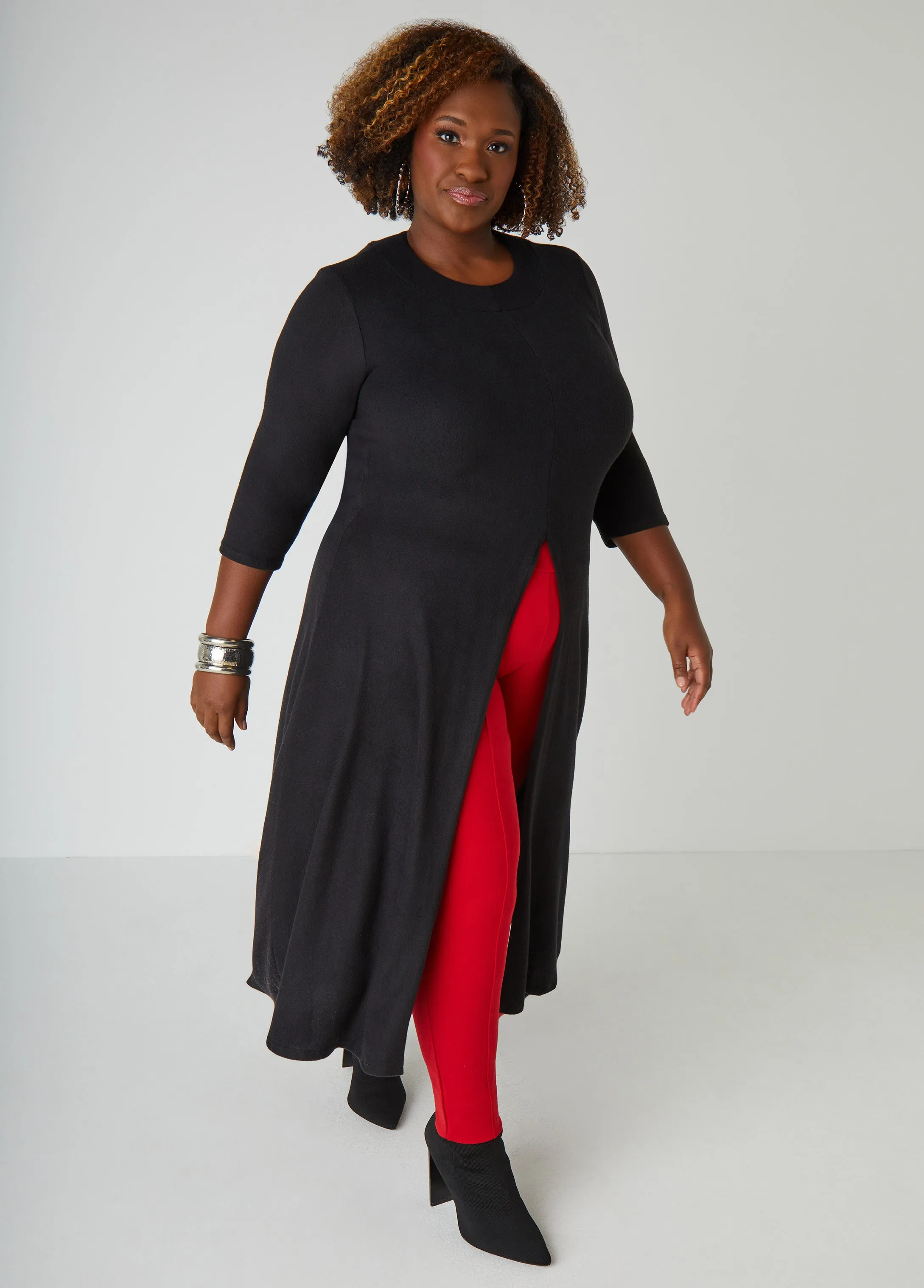 Split Front Hacci Knit Duster sold by Ashley Stewart product image thumbnail 3