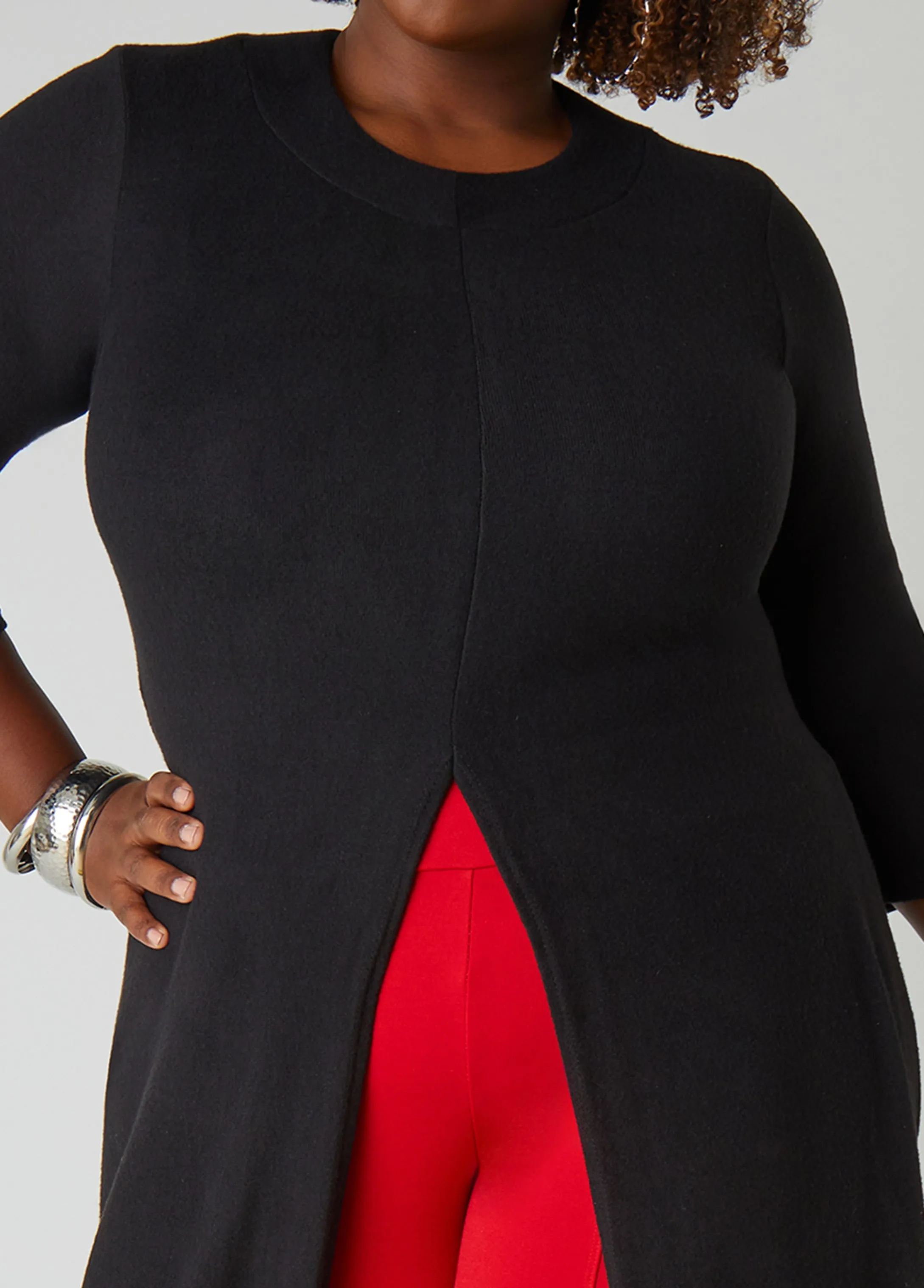 Split Front Hacci Knit Duster sold by Ashley Stewart product image thumbnail 4