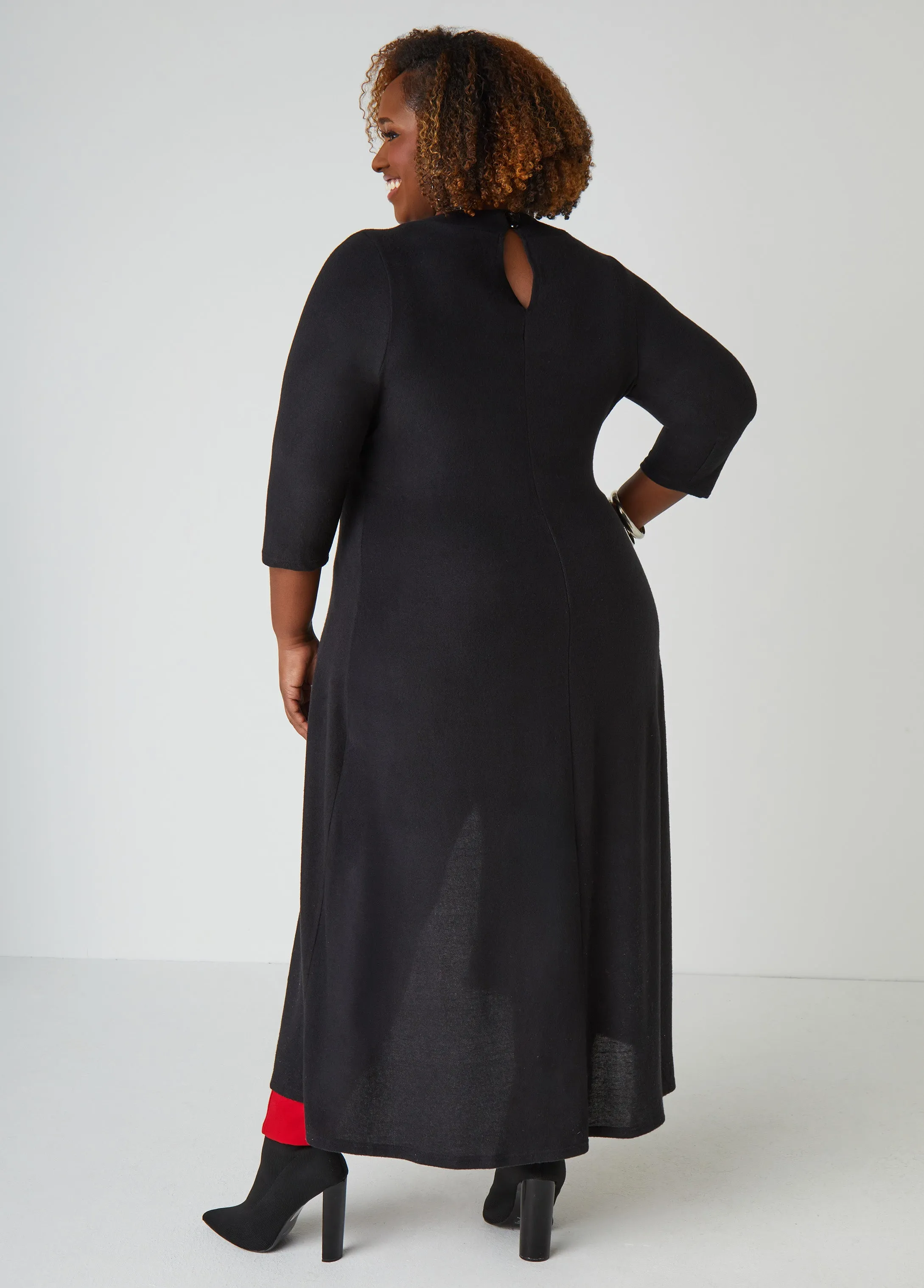 Split Front Hacci Knit Duster sold by Ashley Stewart product image thumbnail 2