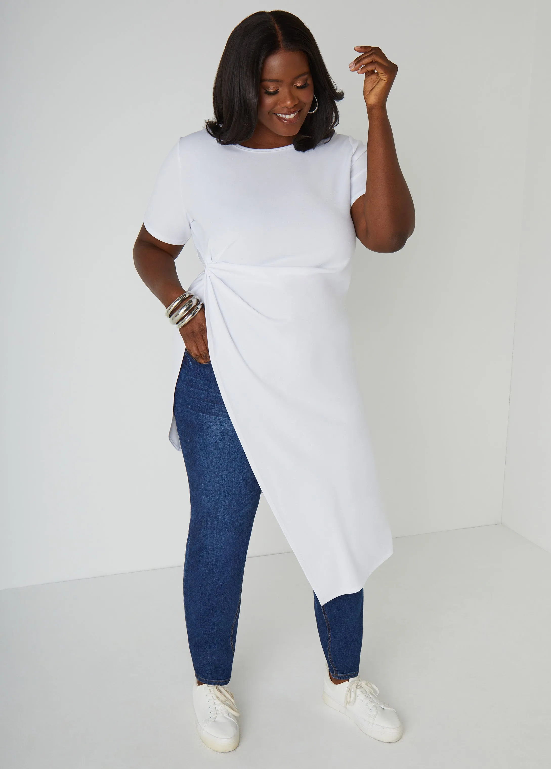 Knotted Knit Duster Top sold by Ashley Stewart