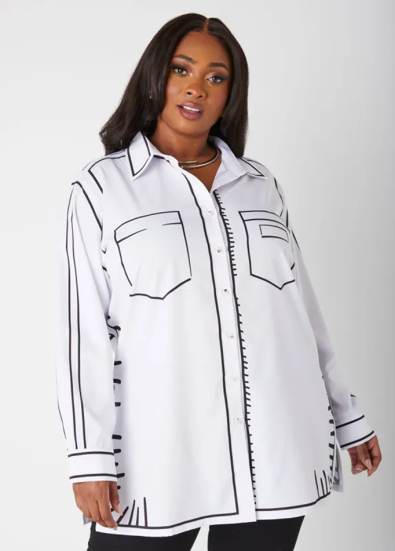 Pop Art Collared Shirt sold by Ashley Stewart