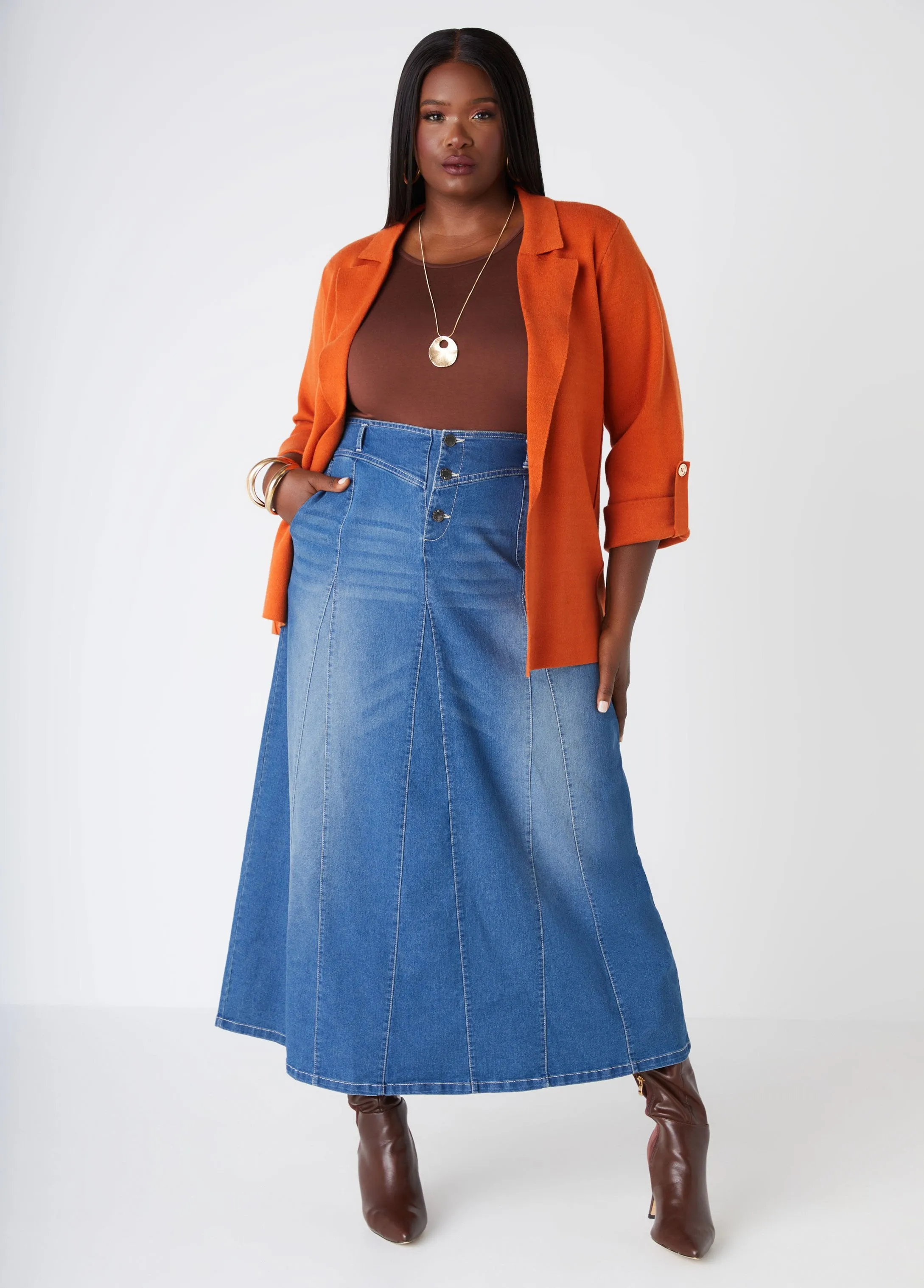 Seam Detailed Knit Blazer sold by Ashley Stewart product image thumbnail 3