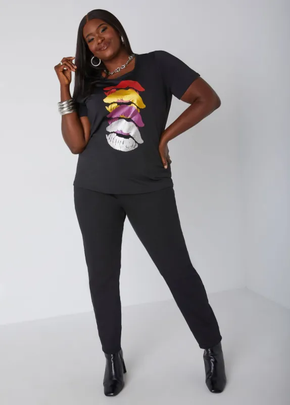 Metallic Lips Graphic Tee sold by Ashley Stewart