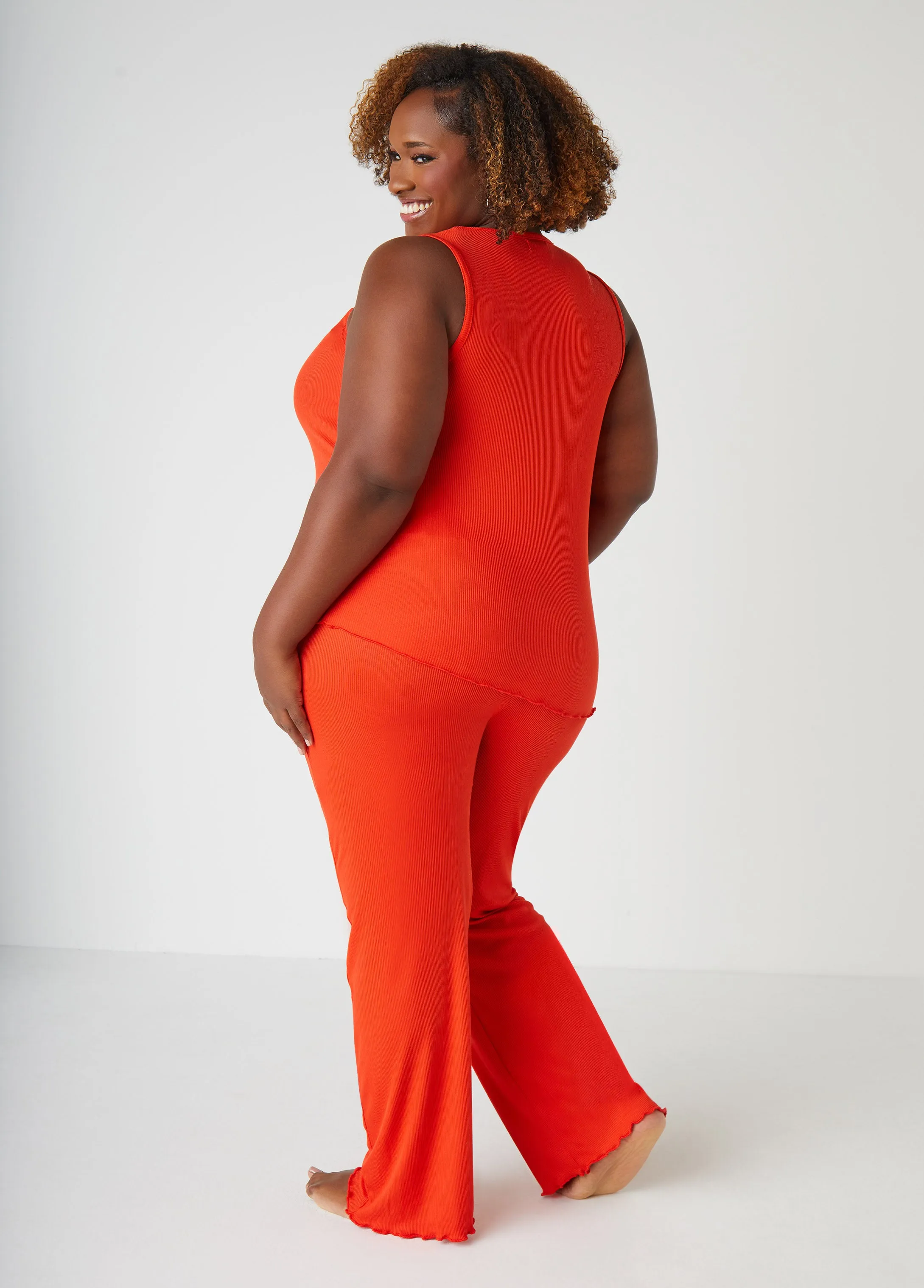 Love To Sleep Ribbed Pajama Set sold by Ashley Stewart product image thumbnail 2