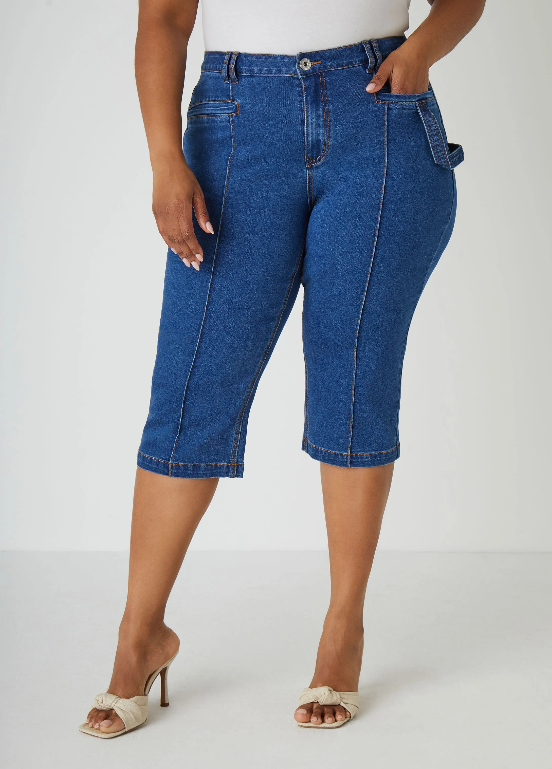 Pintuck Denim Capris sold by Ashley Stewart product image thumbnail 5