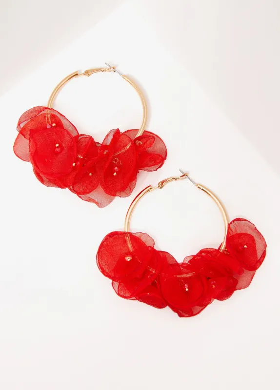 Chiffon Flower Petal Hoop Earrings sold by Ashley Stewart