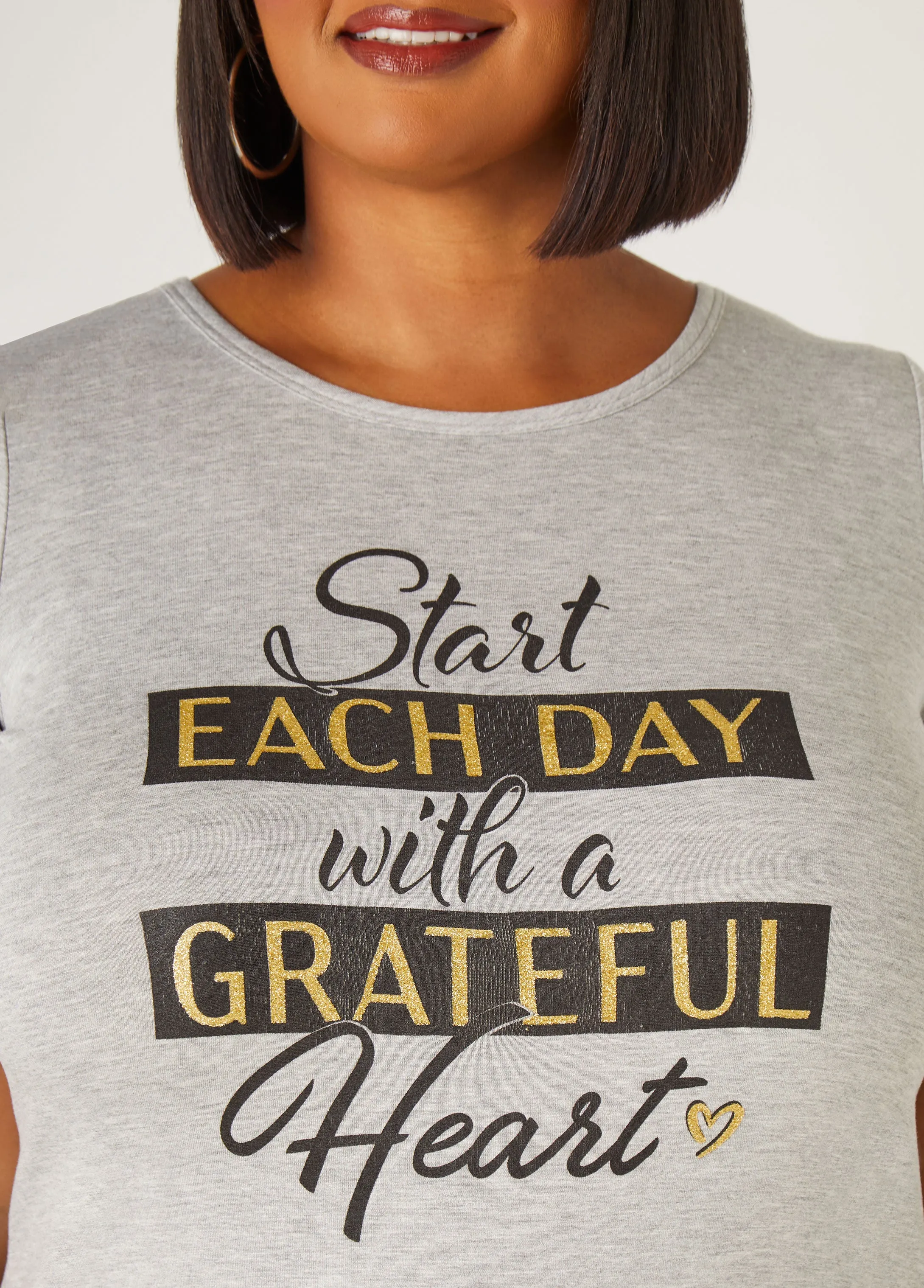 Grateful Glittered Graphic Tee sold by Ashley Stewart product image thumbnail 4