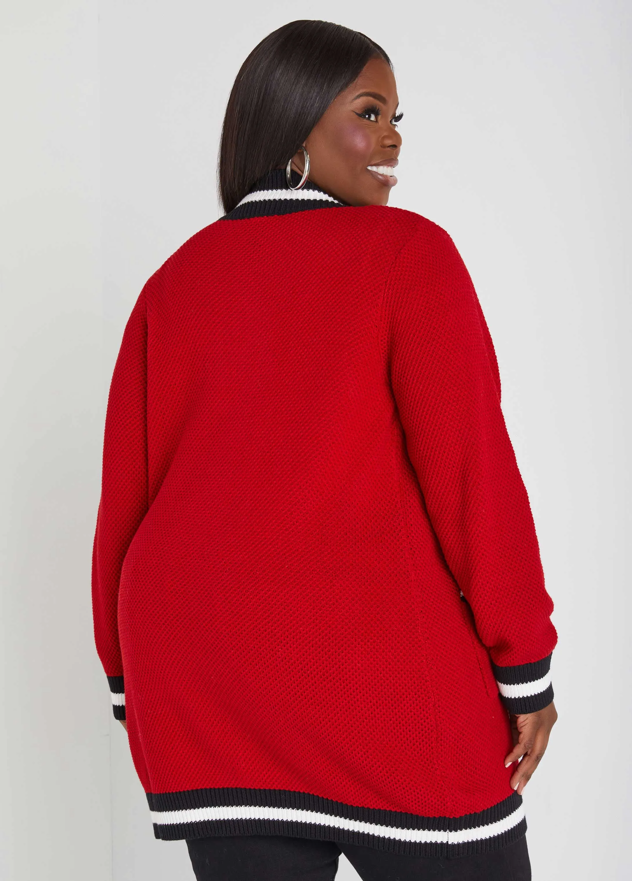 Open Front Cotton Blend Cardigan sold by Ashley Stewart product image thumbnail 2