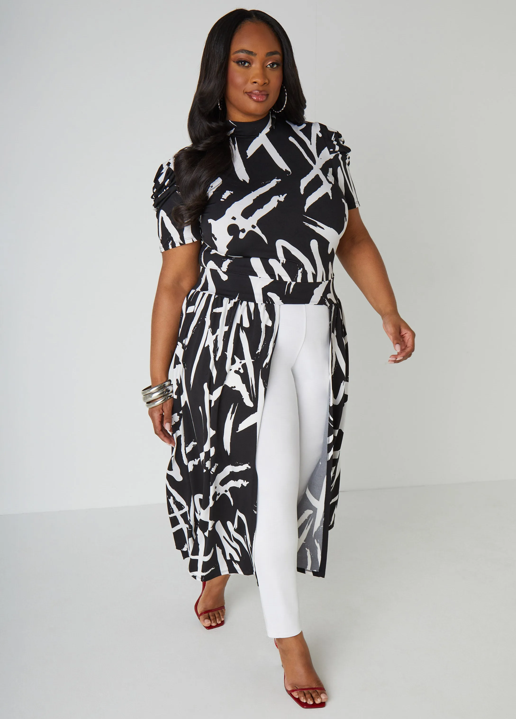 Printed Split Front Duster sold by Ashley Stewart product image thumbnail 5