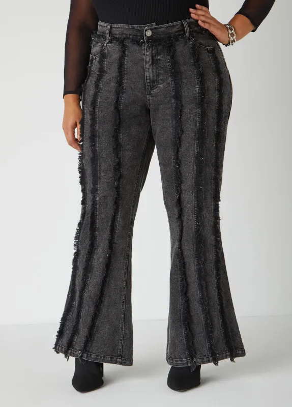 Frayed Stone Wash Jeans sold by Ashley Stewart