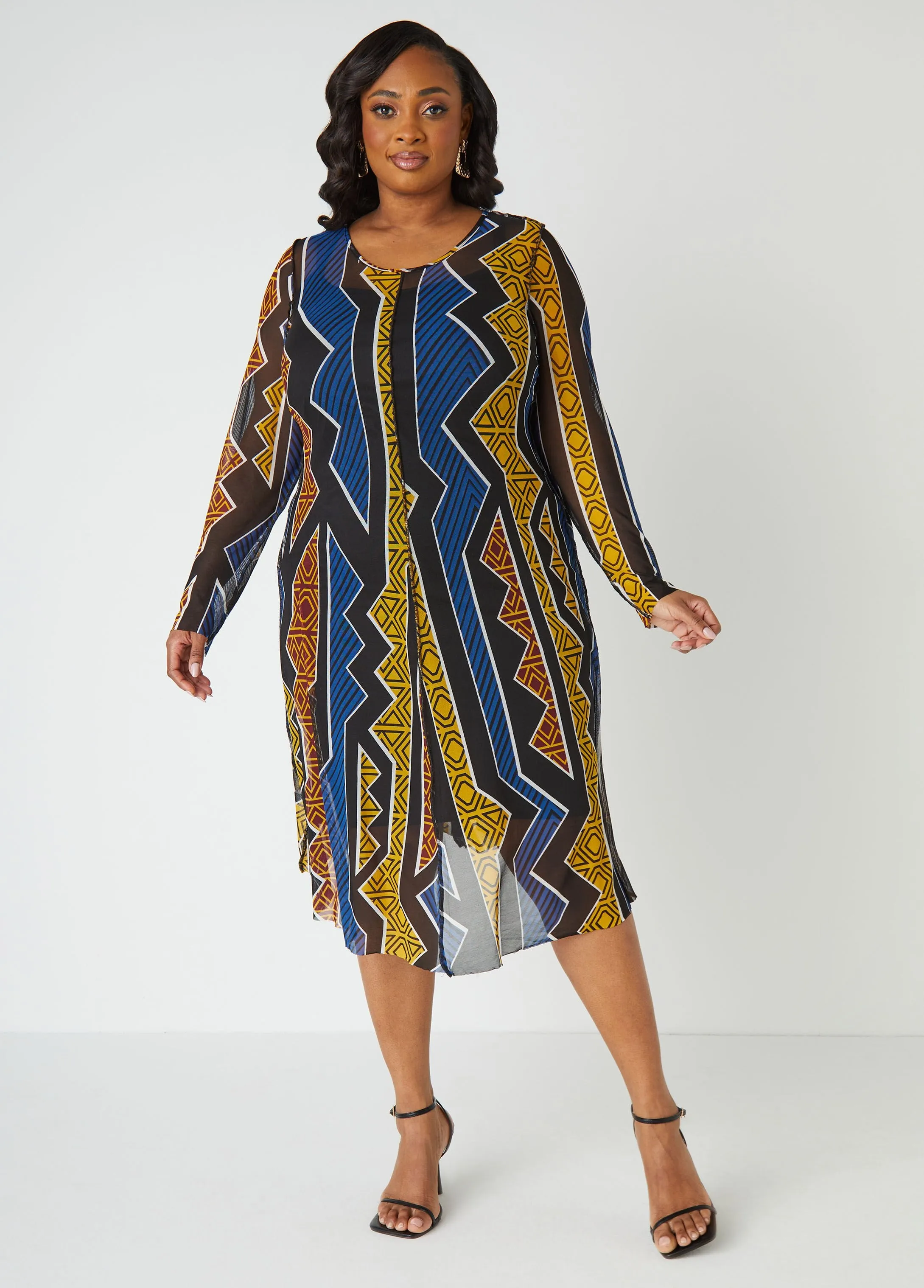 Printed Mesh Maxi A Line Dress sold by Ashley Stewart product image thumbnail 3