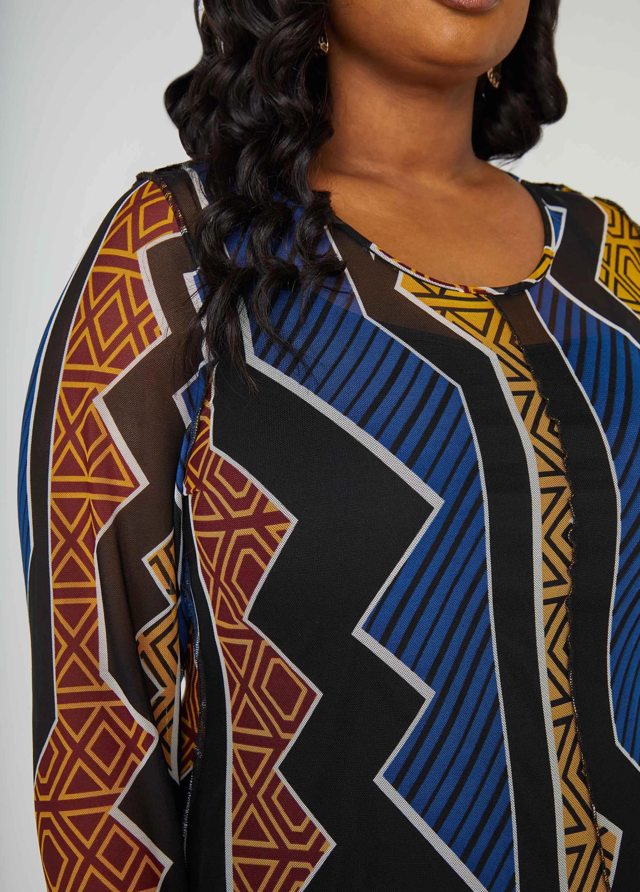 Printed Mesh Maxi A Line Dress sold by Ashley Stewart product image thumbnail 4