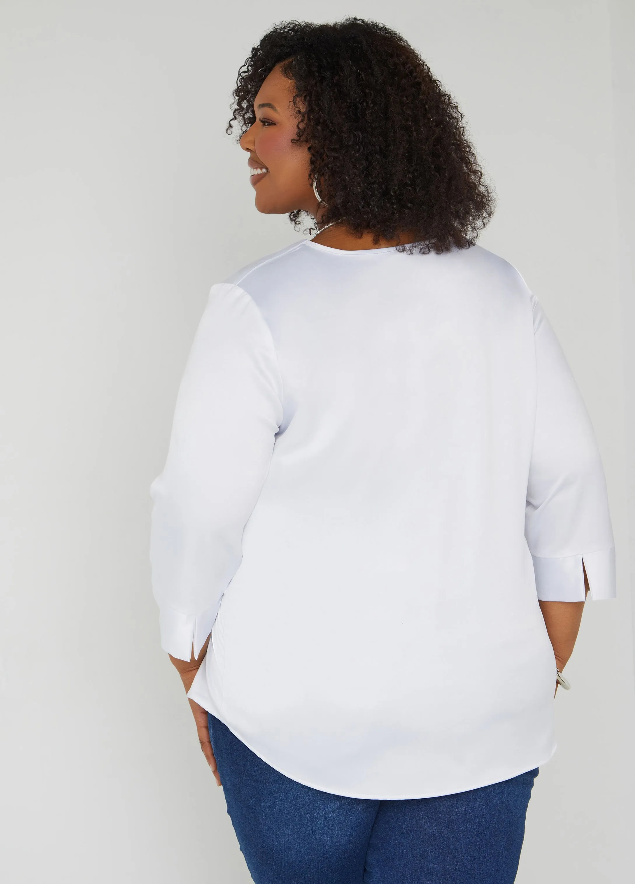 Satin V Neck Blouse sold by Ashley Stewart product image thumbnail 5