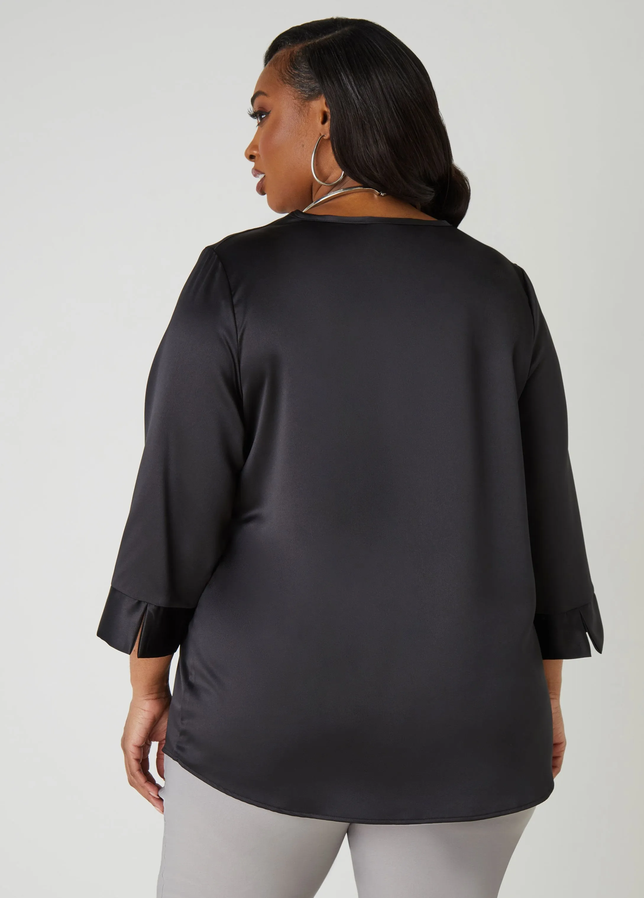 Satin V Neck Blouse sold by Ashley Stewart product image thumbnail 2