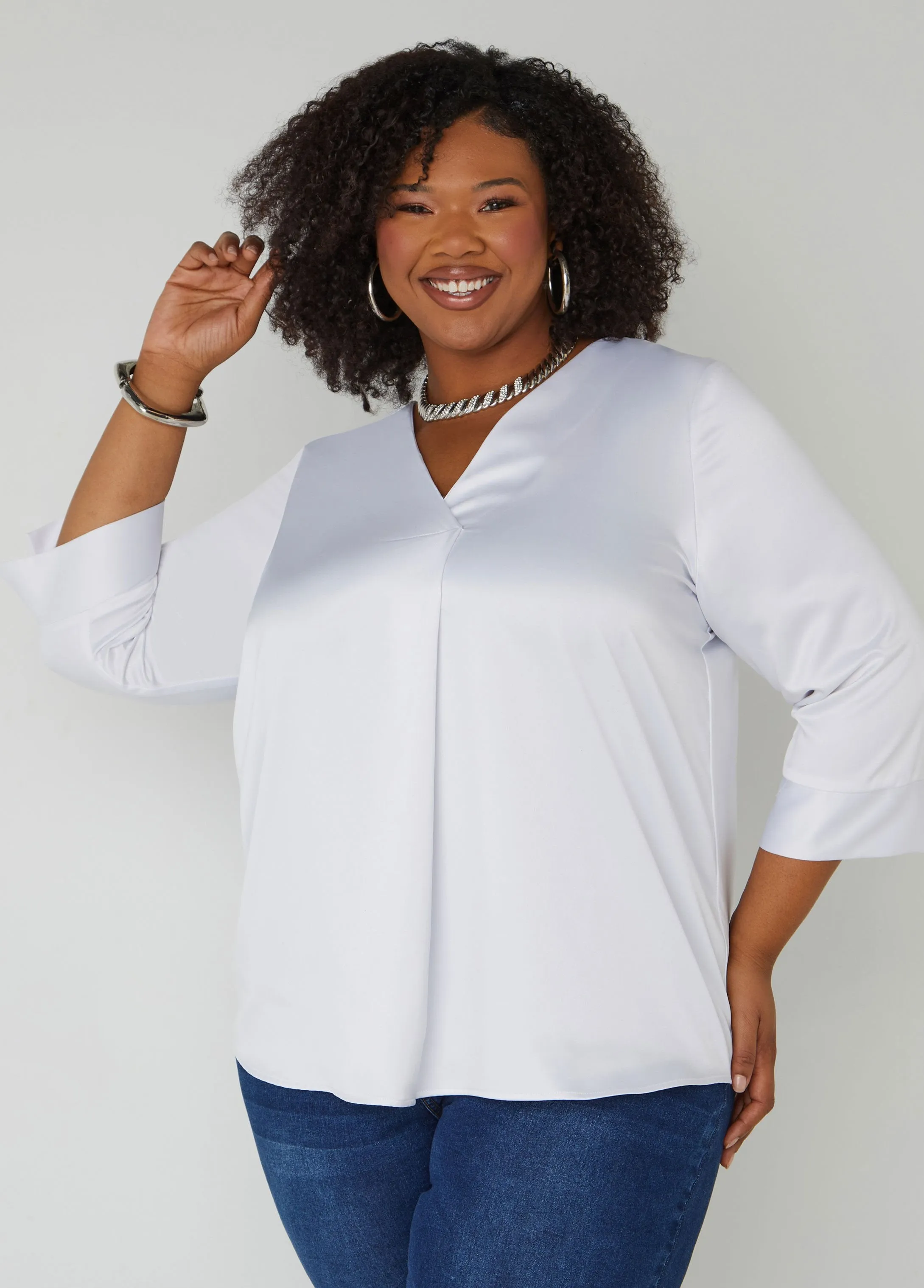 Satin V Neck Blouse sold by Ashley Stewart product image thumbnail 4