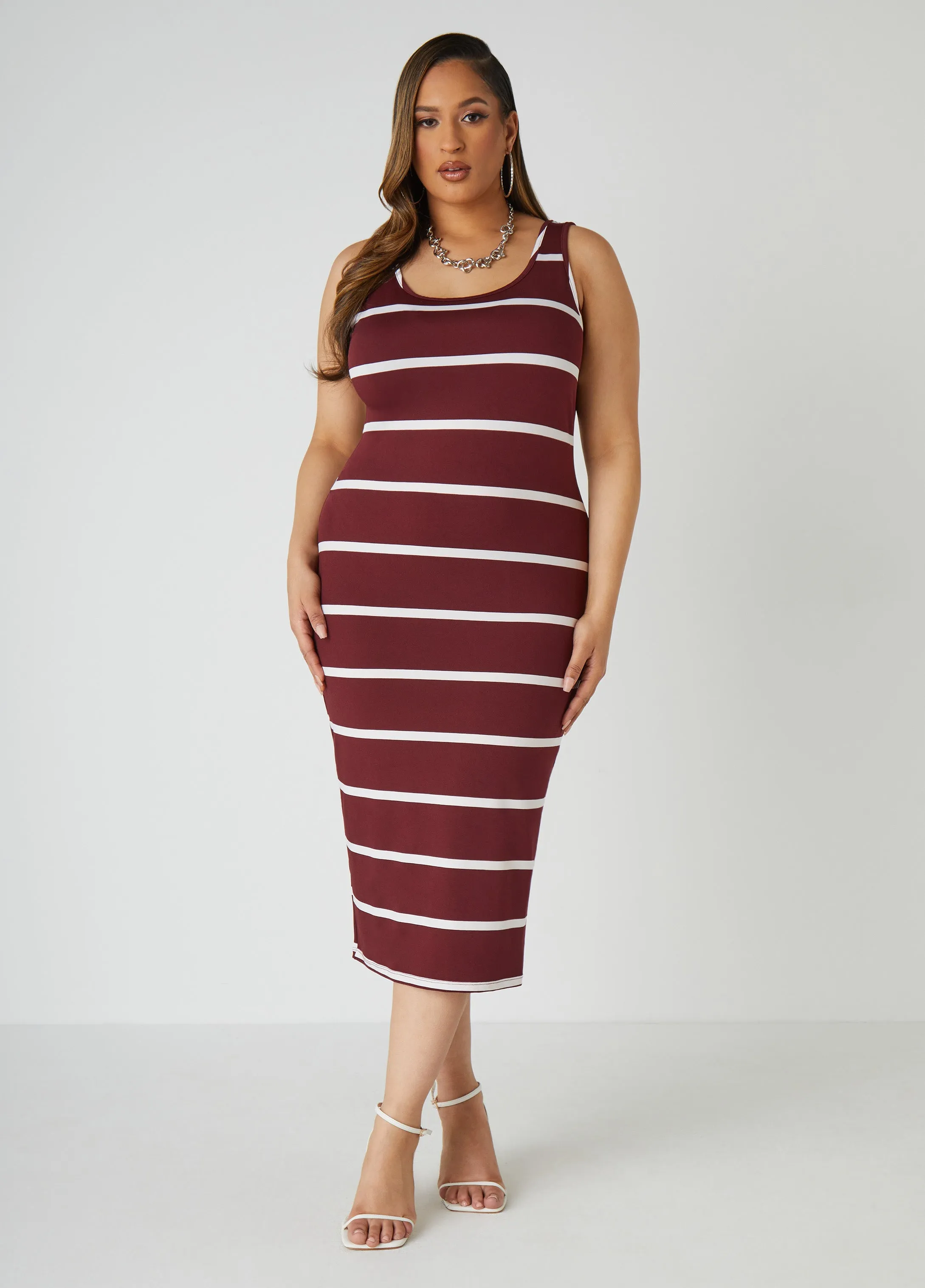 Striped Midi Tank Dress sold by Ashley Stewart product image thumbnail 3