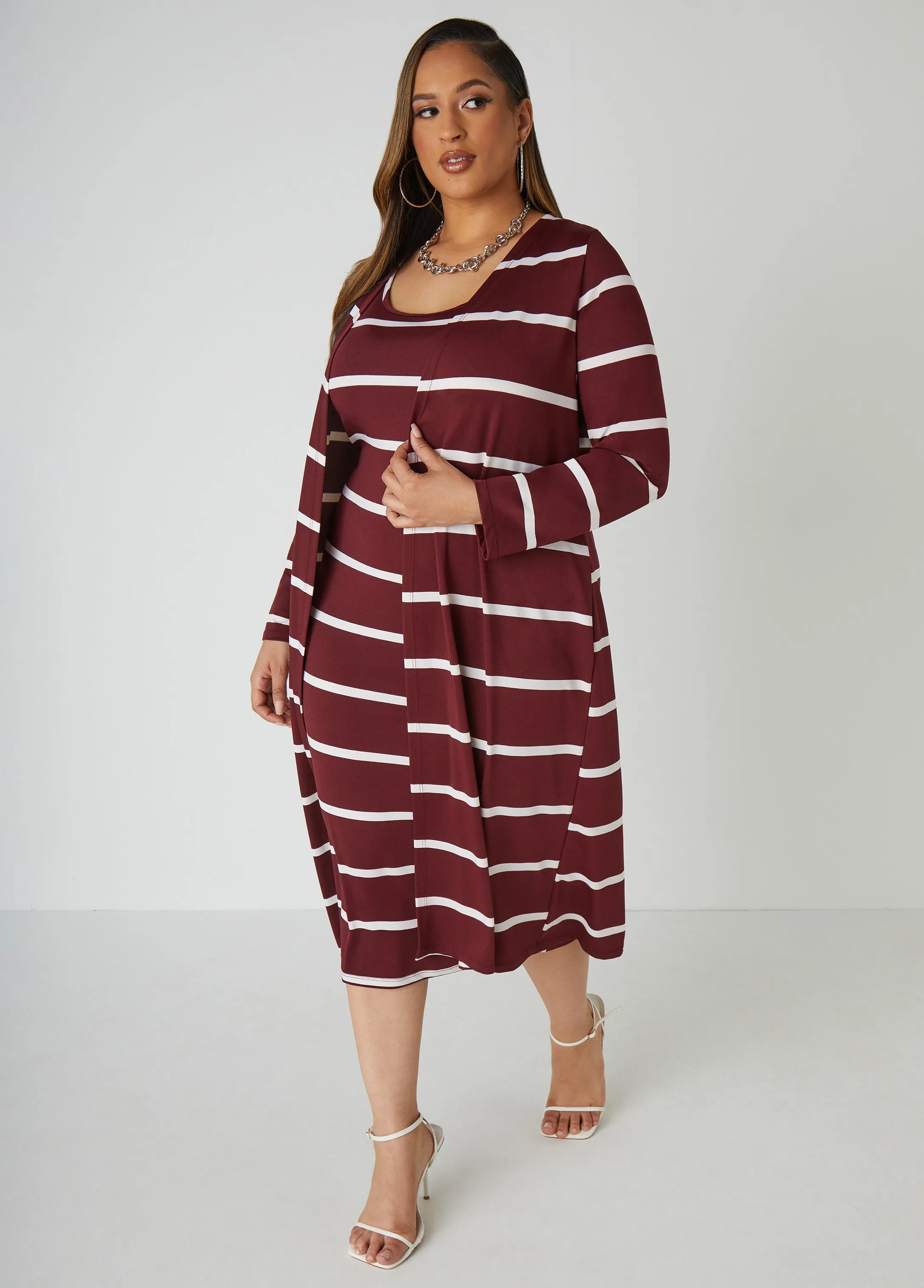 Striped Midi Tank Dress sold by Ashley Stewart product image thumbnail 5