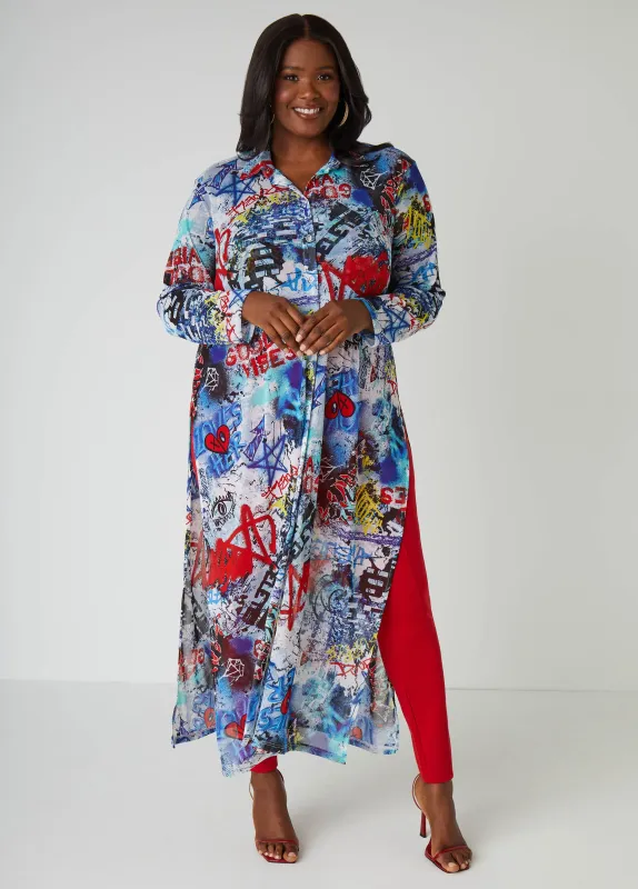 Graffiti Print Duster sold by Ashley Stewart