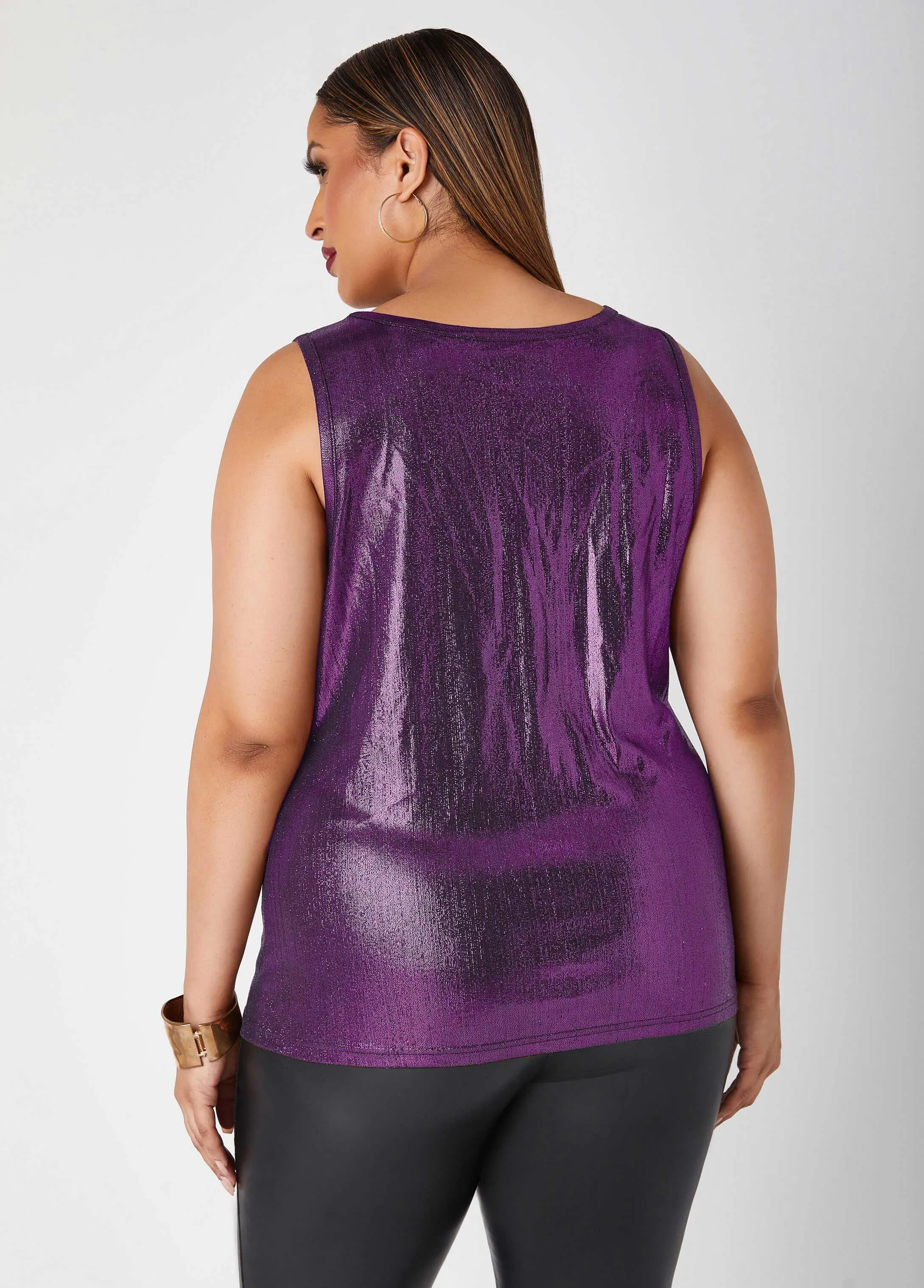 Foiled Textured Knit Tank sold by Ashley Stewart product image thumbnail 2
