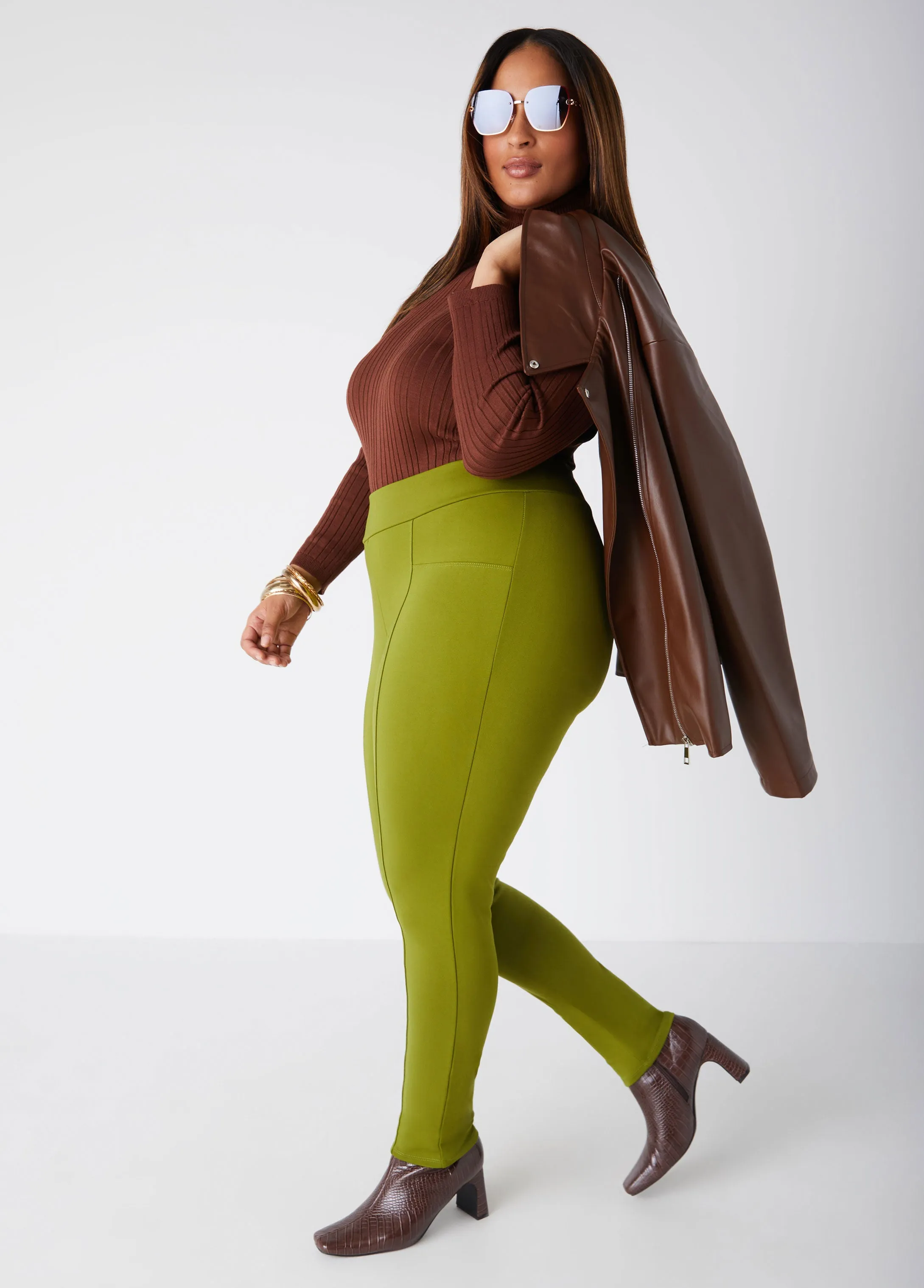 High Rise Seamed Ponte Leggings sold by Ashley Stewart product image thumbnail 3