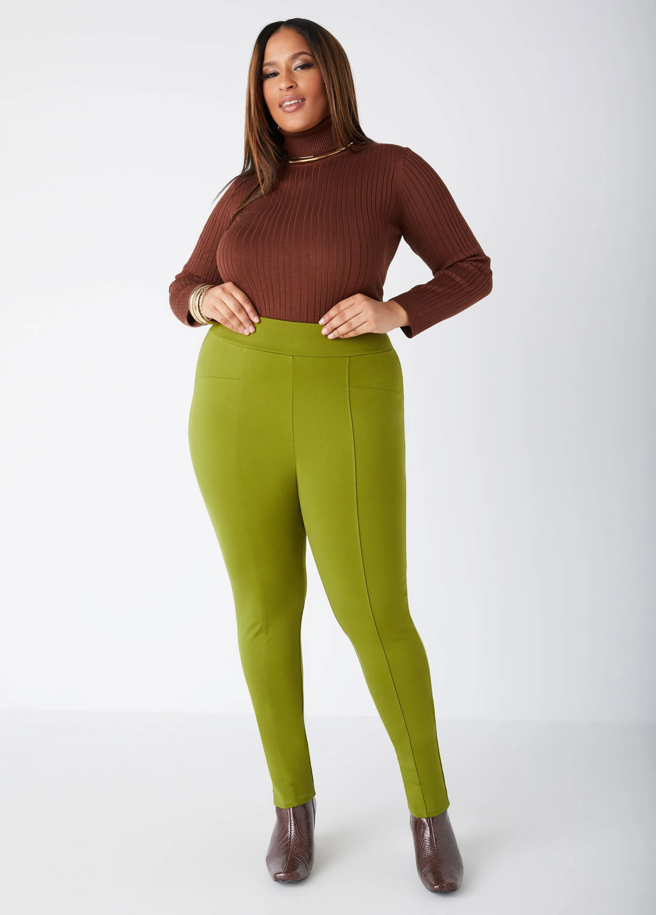High Rise Seamed Ponte Leggings sold by Ashley Stewart product image thumbnail 4