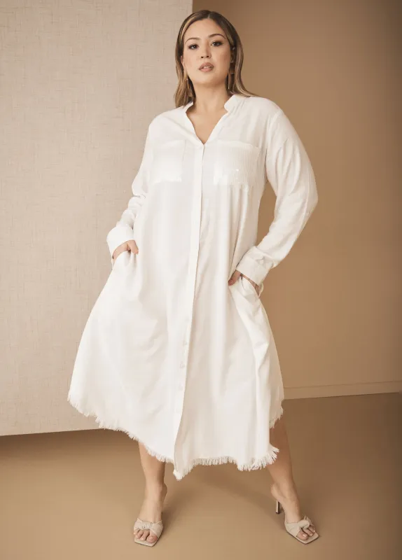 Sequined Slub Woven Shirtdress sold by Ashley Stewart