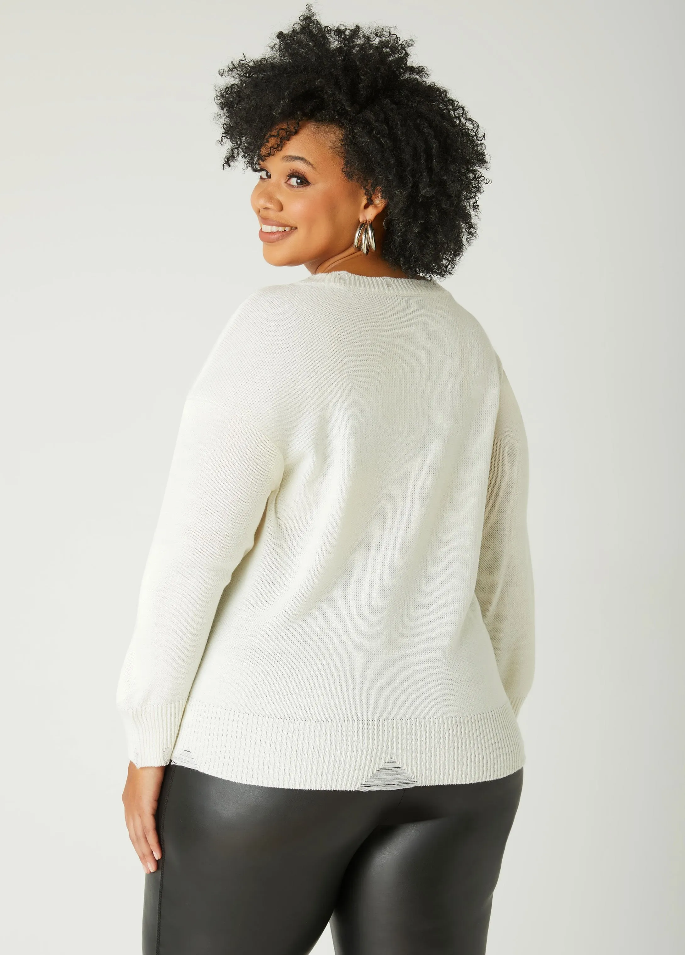 Distressed Heart Sweater sold by Ashley Stewart product image thumbnail 2