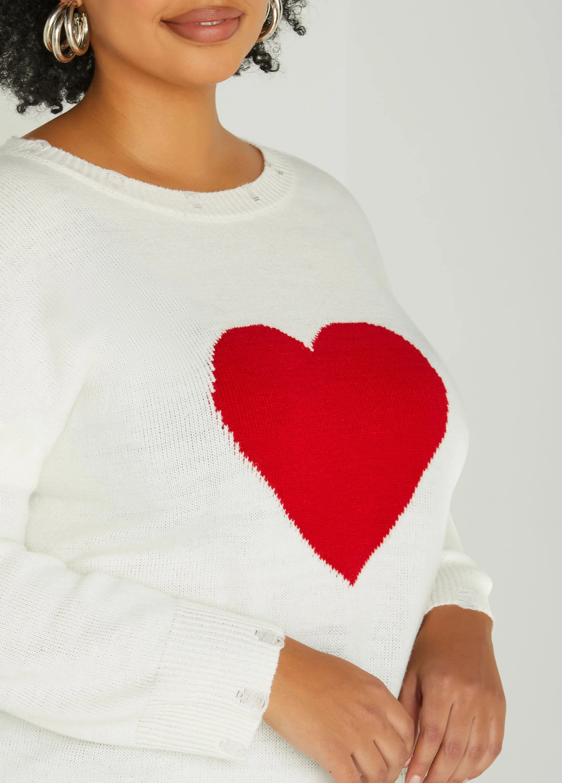 Distressed Heart Sweater sold by Ashley Stewart product image thumbnail 3