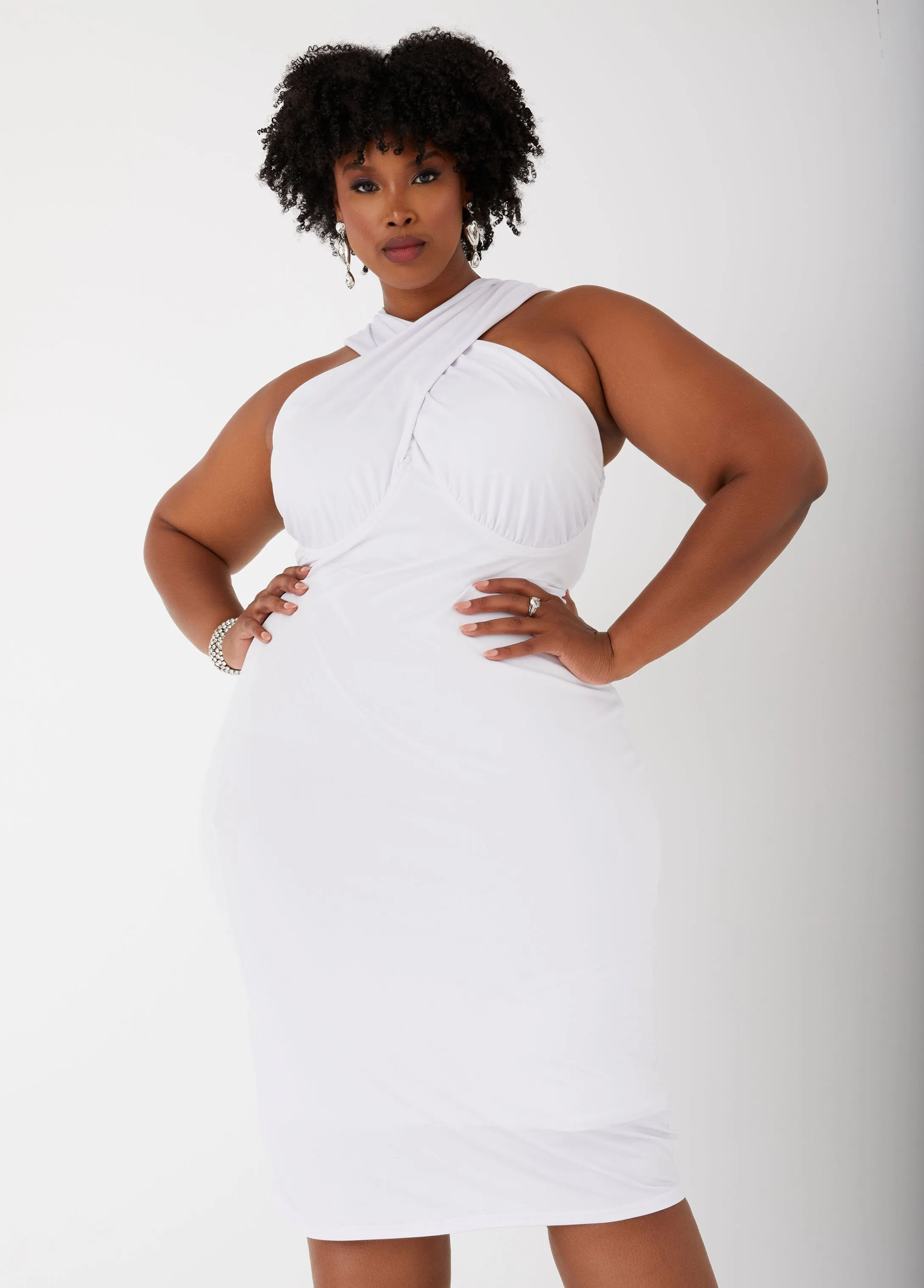 Crisscross Bodycon Dress sold by Ashley Stewart