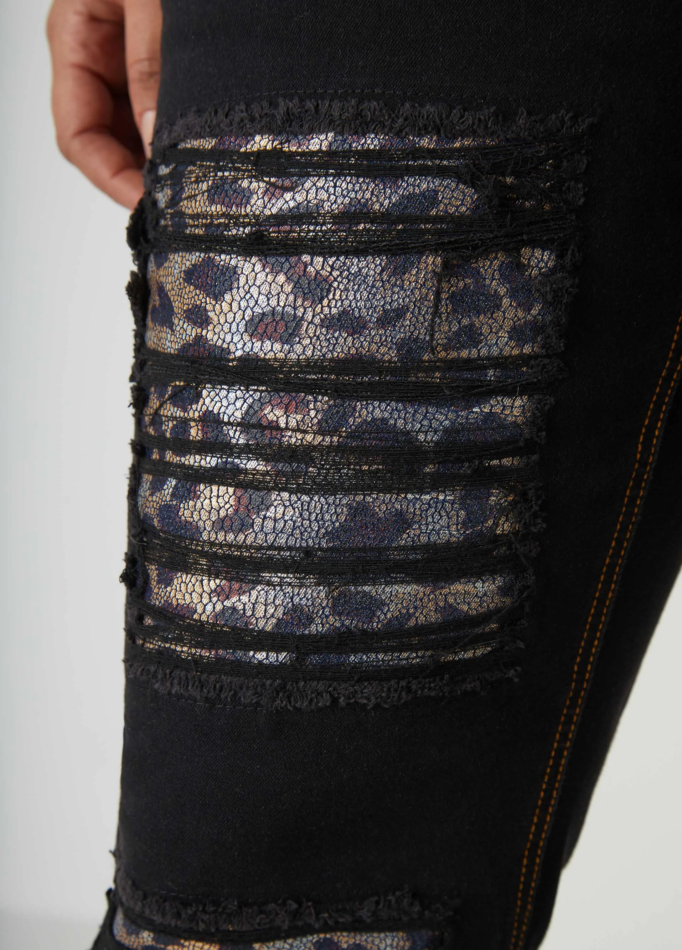 Distressed Leopard Skinny Jeans sold by Ashley Stewart product image thumbnail 4
