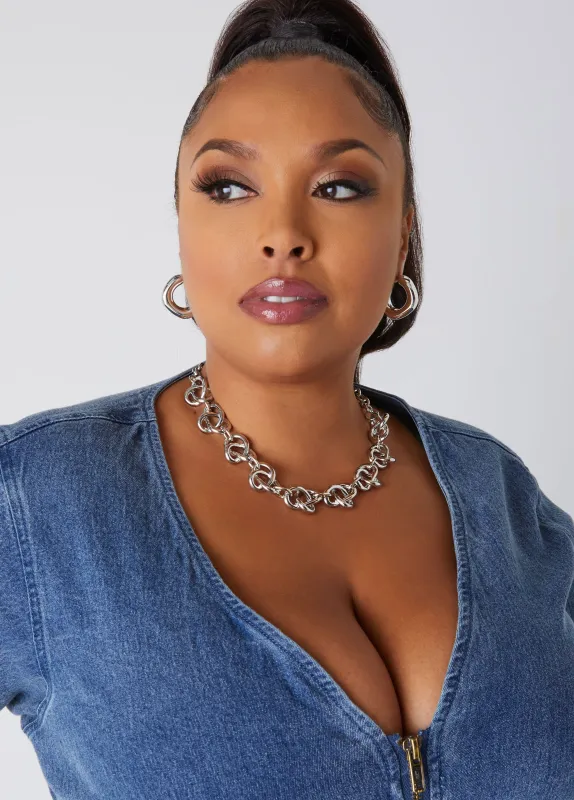 Knotted Silver Tone Necklace sold by Ashley Stewart