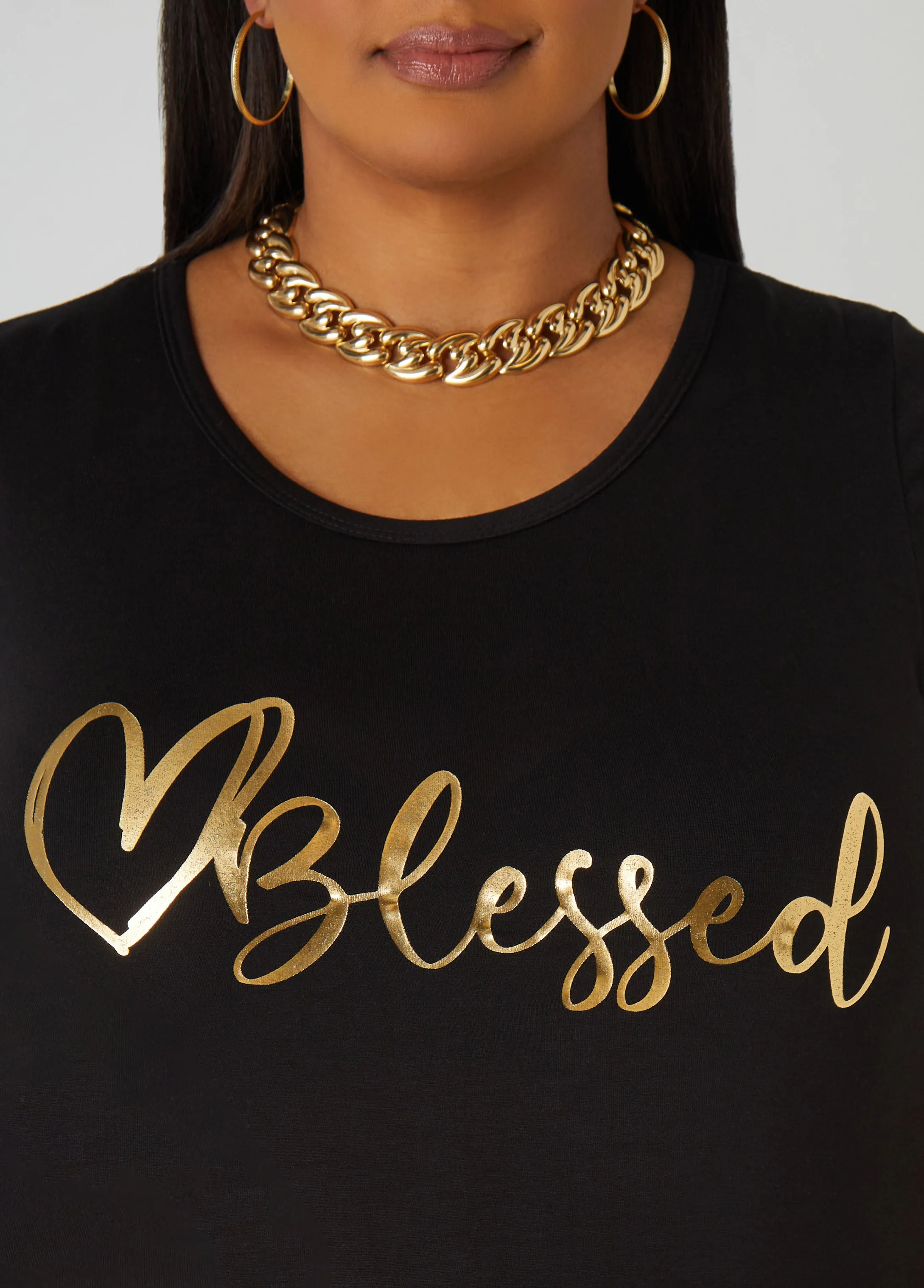 Blessed Metallic Graphic Tee sold by Ashley Stewart product image thumbnail 4