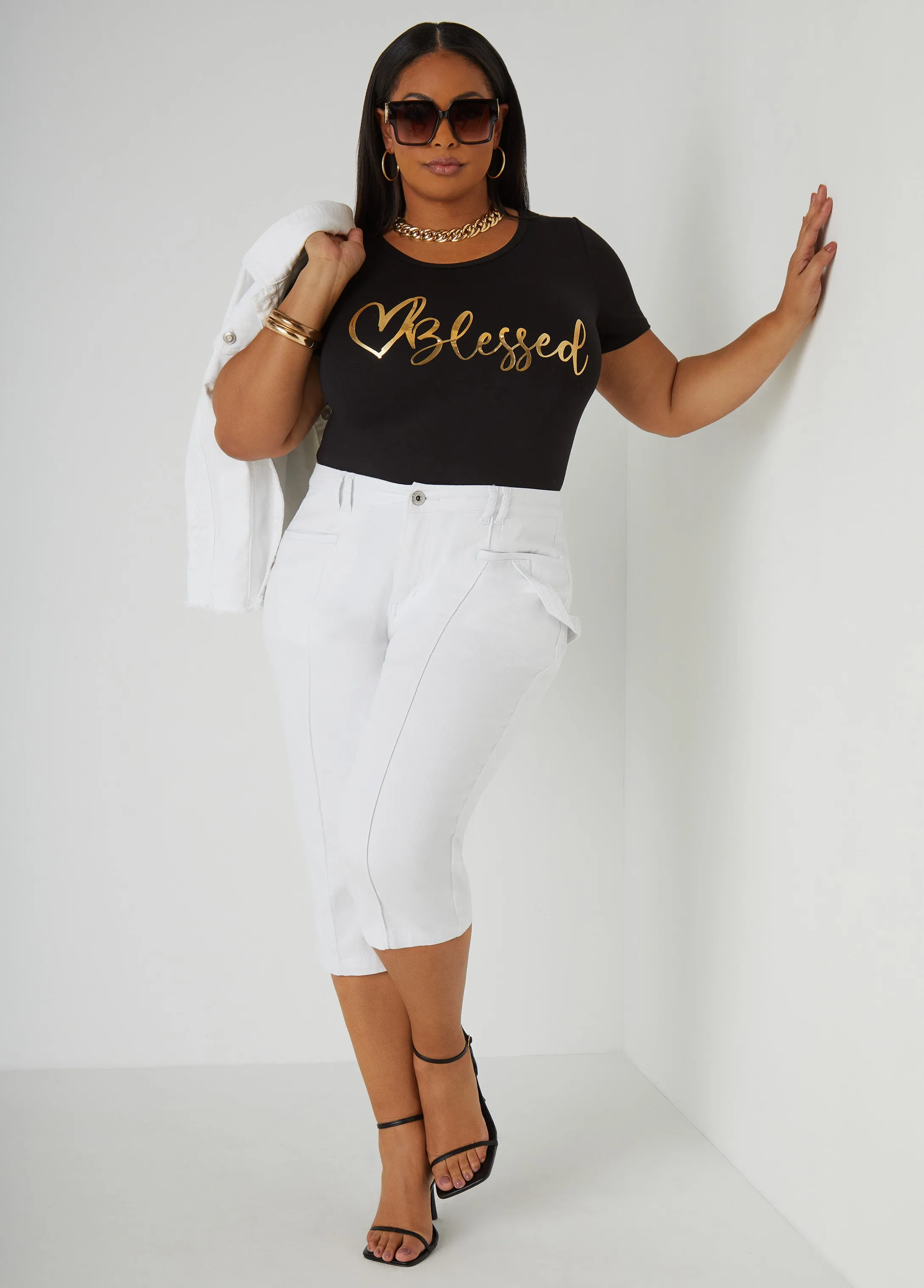 Blessed Metallic Graphic Tee sold by Ashley Stewart product image thumbnail 3