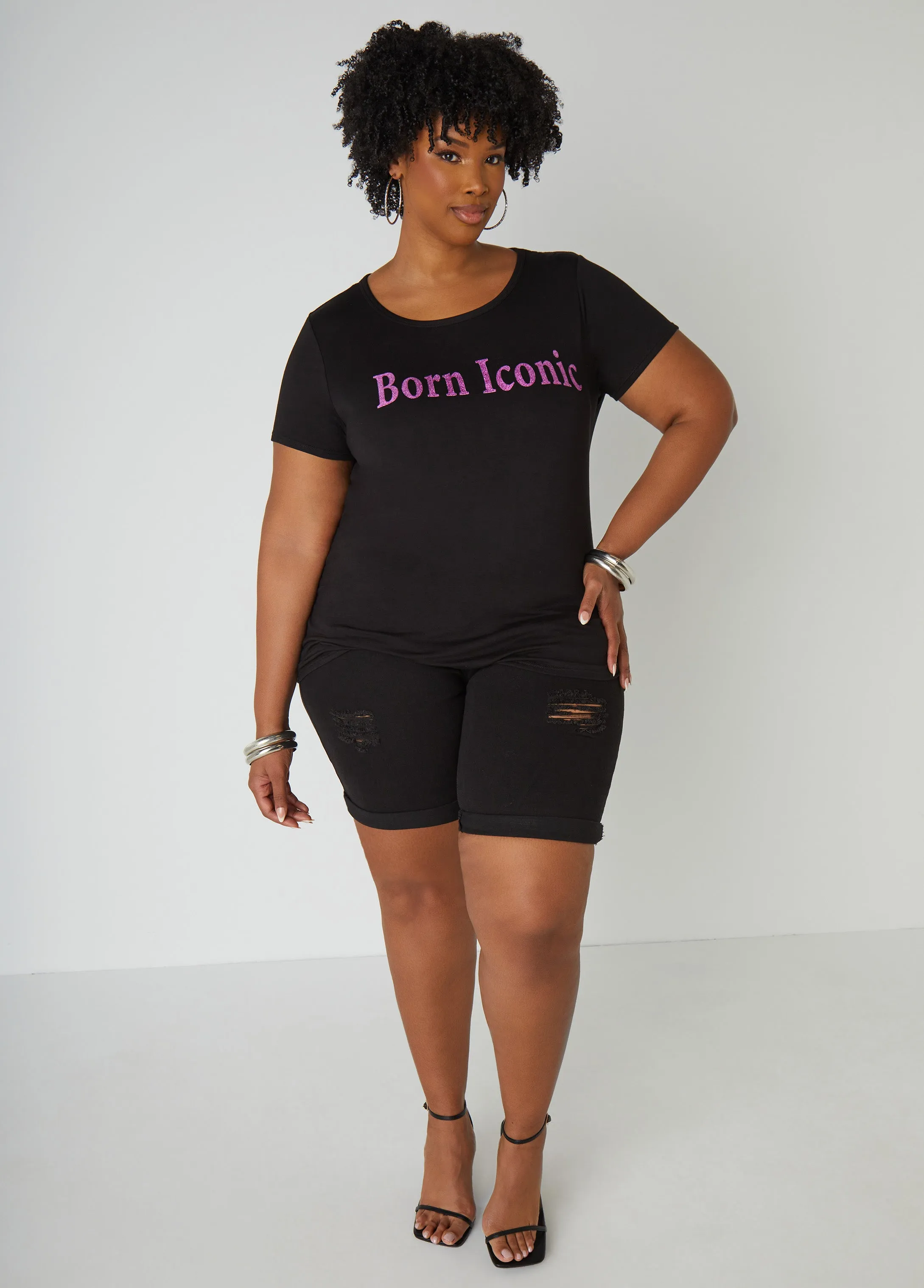 Born Iconic Glittered Graphic Tee sold by Ashley Stewart product image thumbnail 3