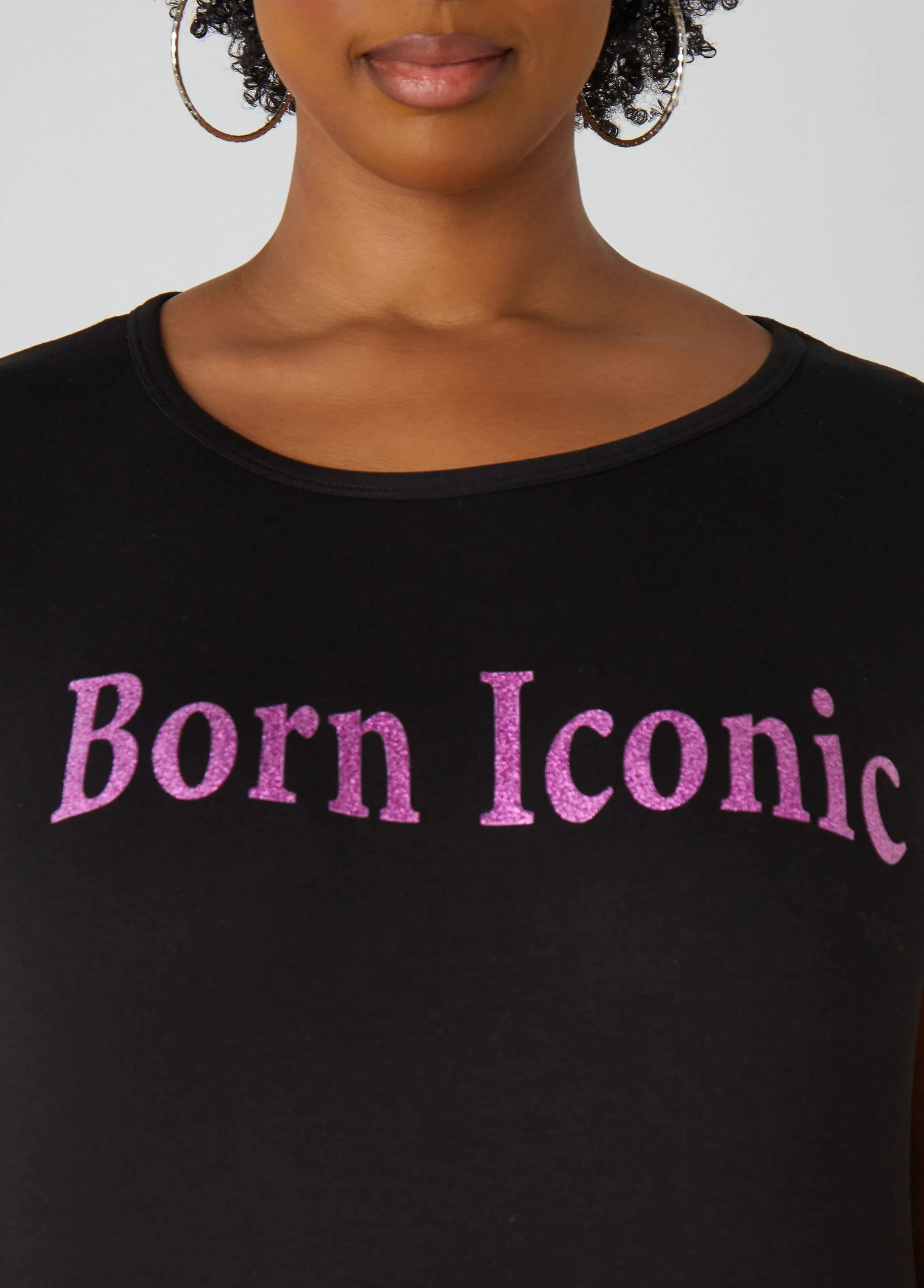 Born Iconic Glittered Graphic Tee sold by Ashley Stewart product image thumbnail 4