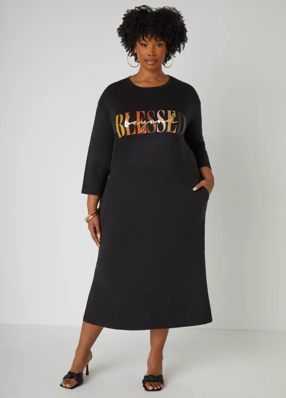 Beyond Blessed Midi T Shirt Dress sold by Ashley Stewart