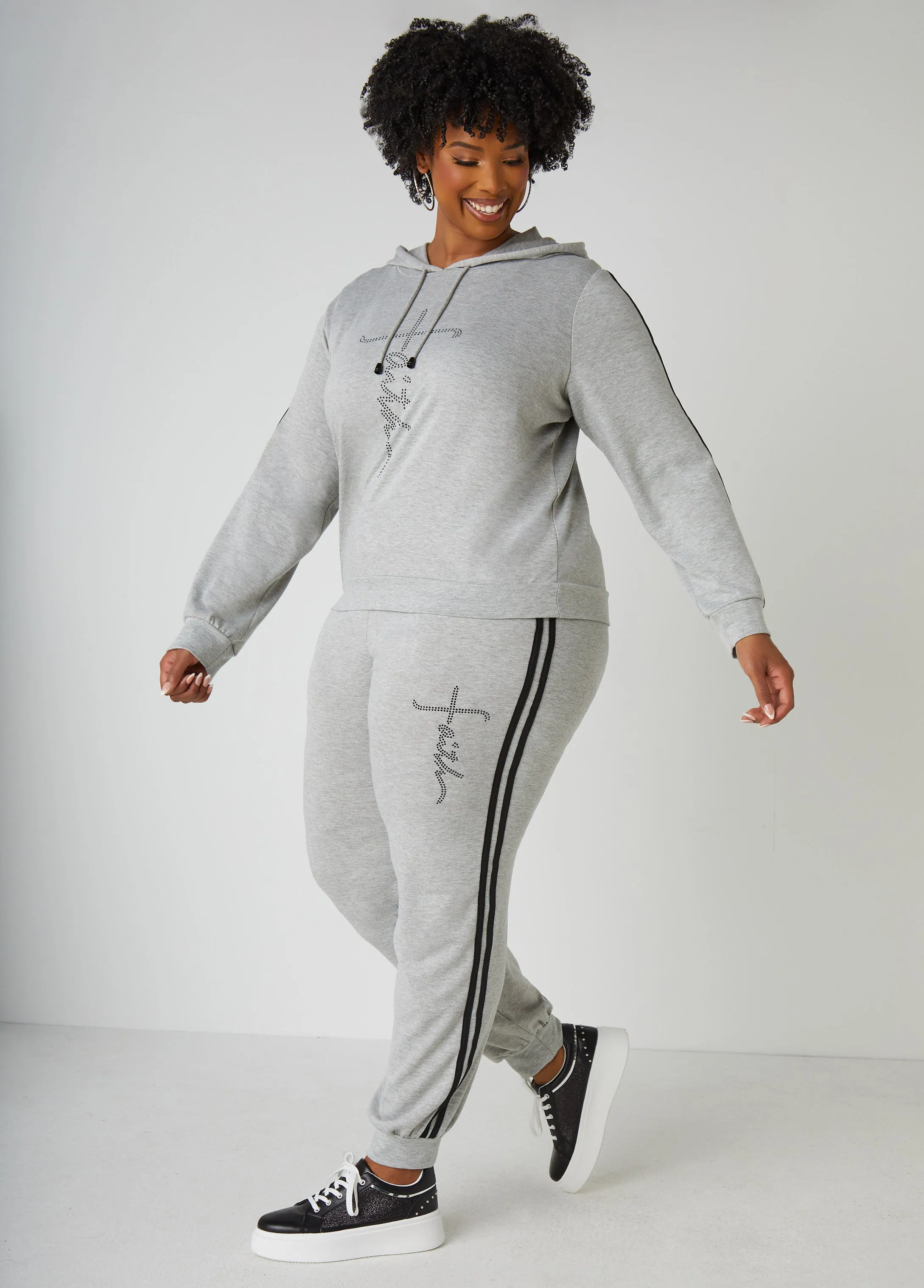 Faith Crystal Embellished Joggers sold by Ashley Stewart