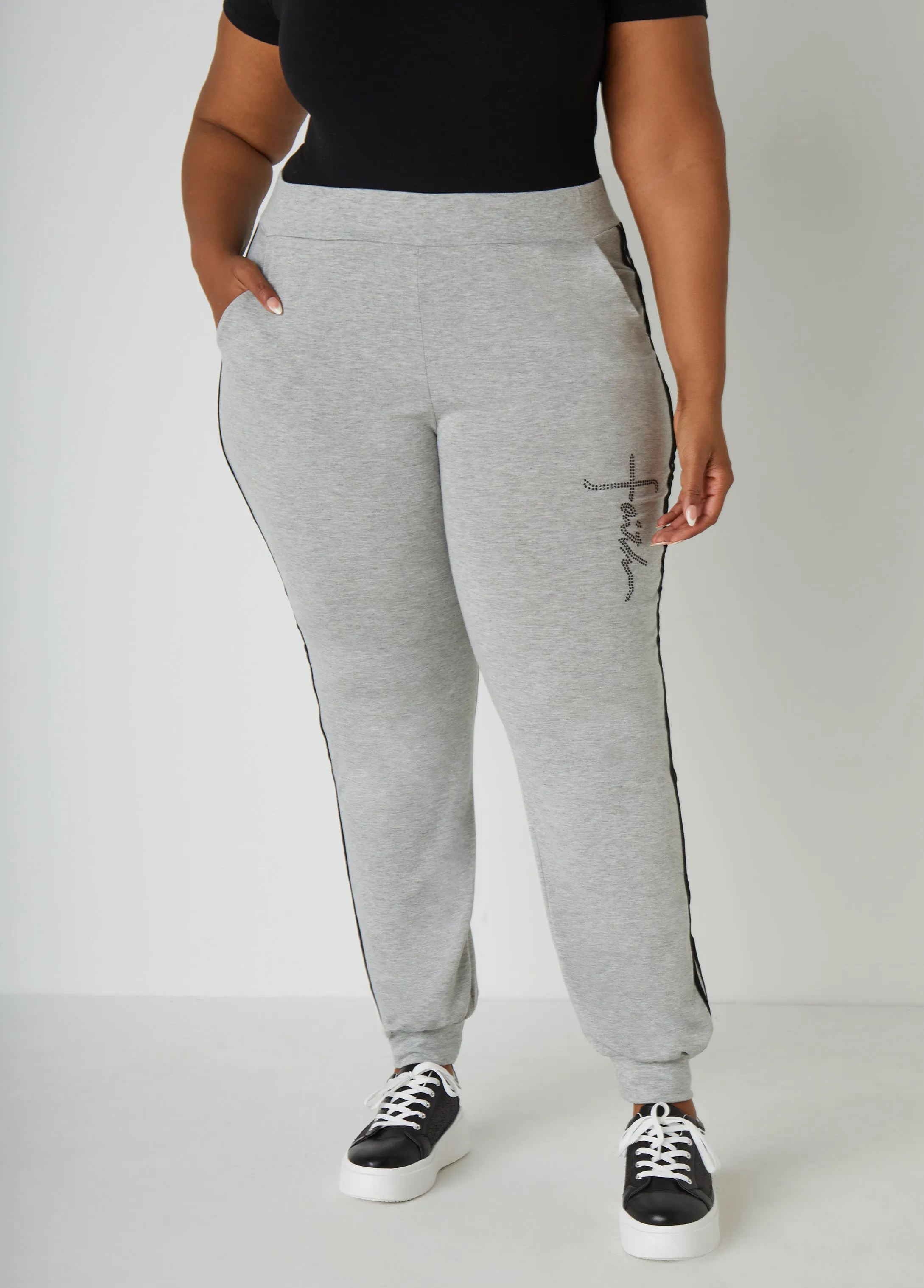 Faith Crystal Embellished Joggers sold by Ashley Stewart product image thumbnail 4