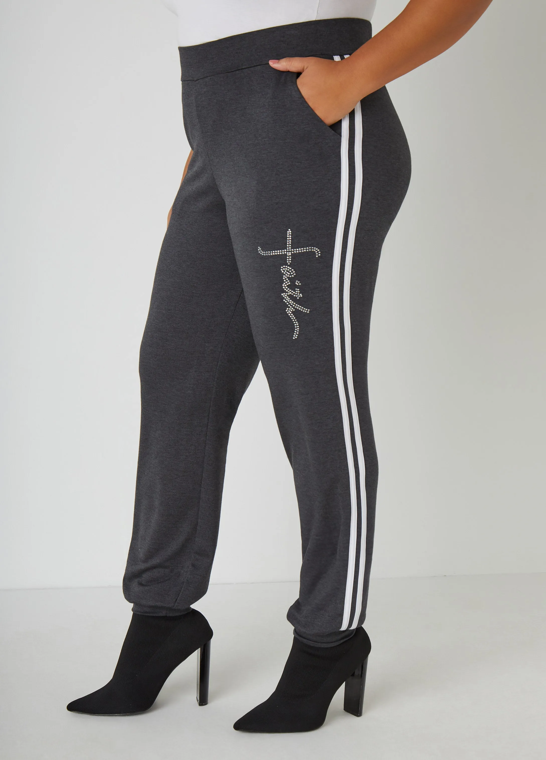 Faith Crystal Joggers sold by Ashley Stewart product image thumbnail 3
