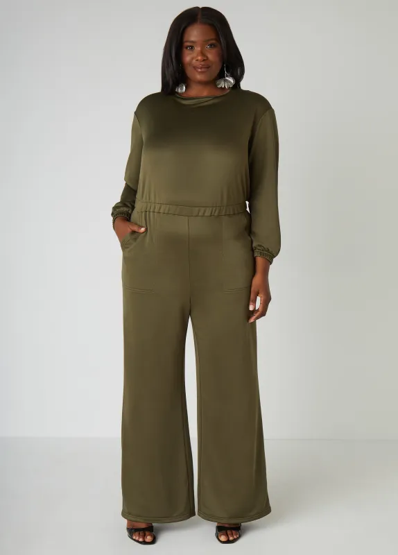 Open Back Wide Leg Jumpsuit sold by Ashley Stewart