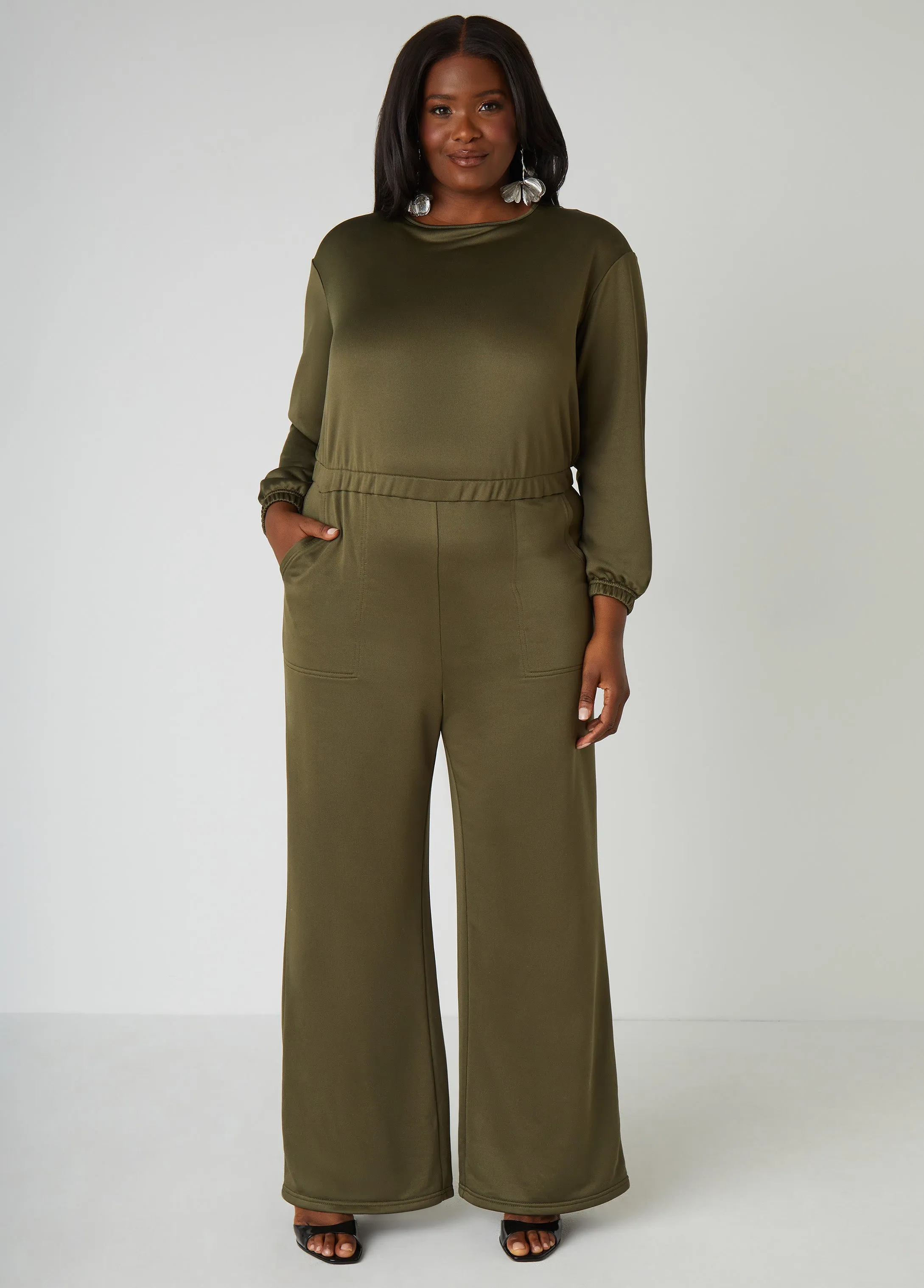 Open Back Wide Leg Jumpsuit sold by Ashley Stewart