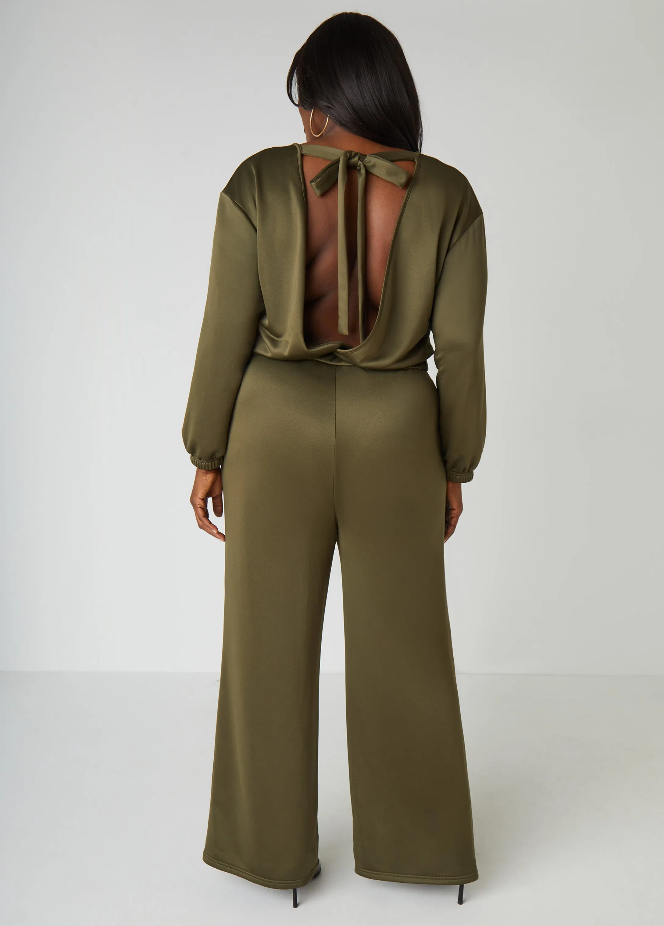 Open Back Wide Leg Jumpsuit sold by Ashley Stewart product image thumbnail 2