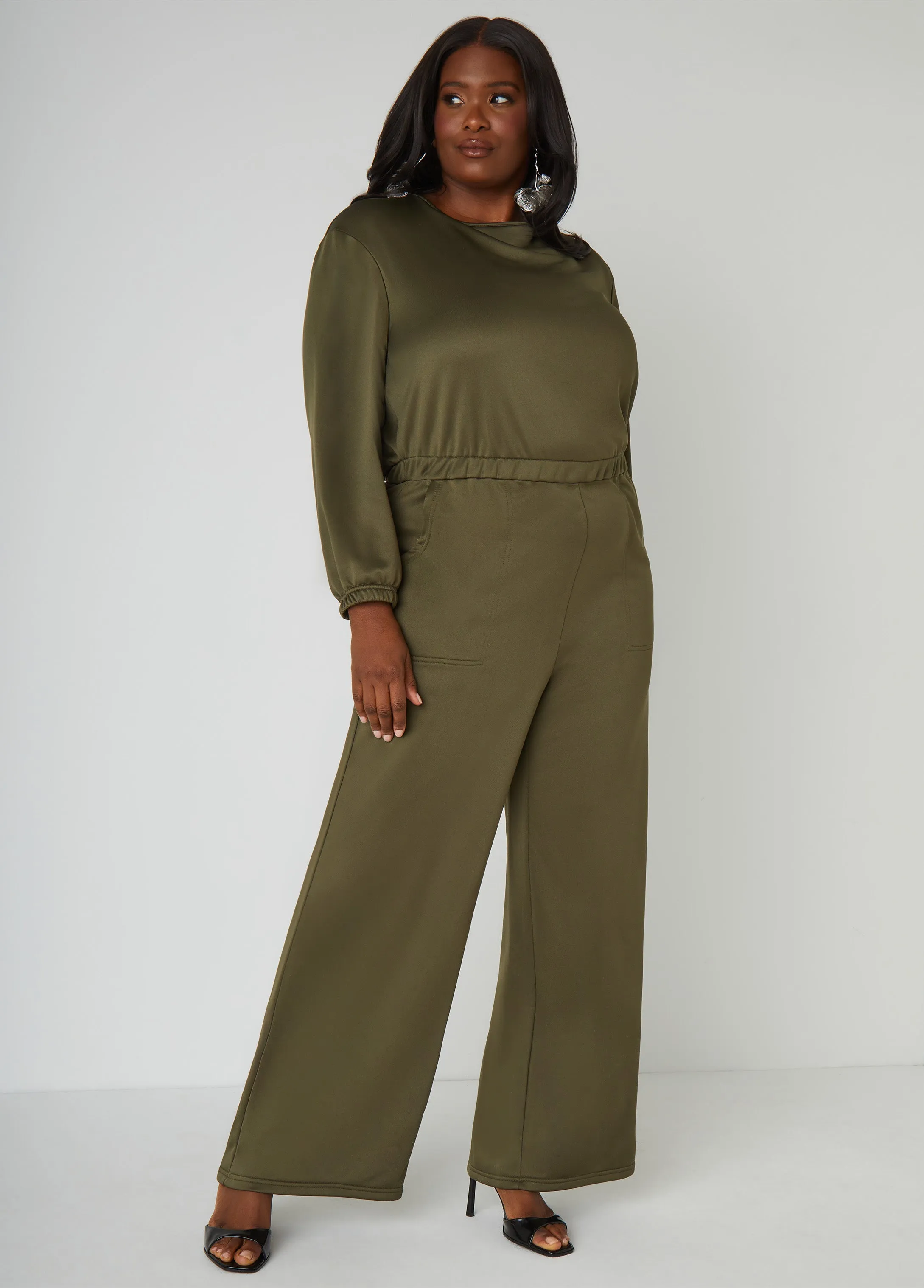 Open Back Wide Leg Jumpsuit sold by Ashley Stewart product image thumbnail 3