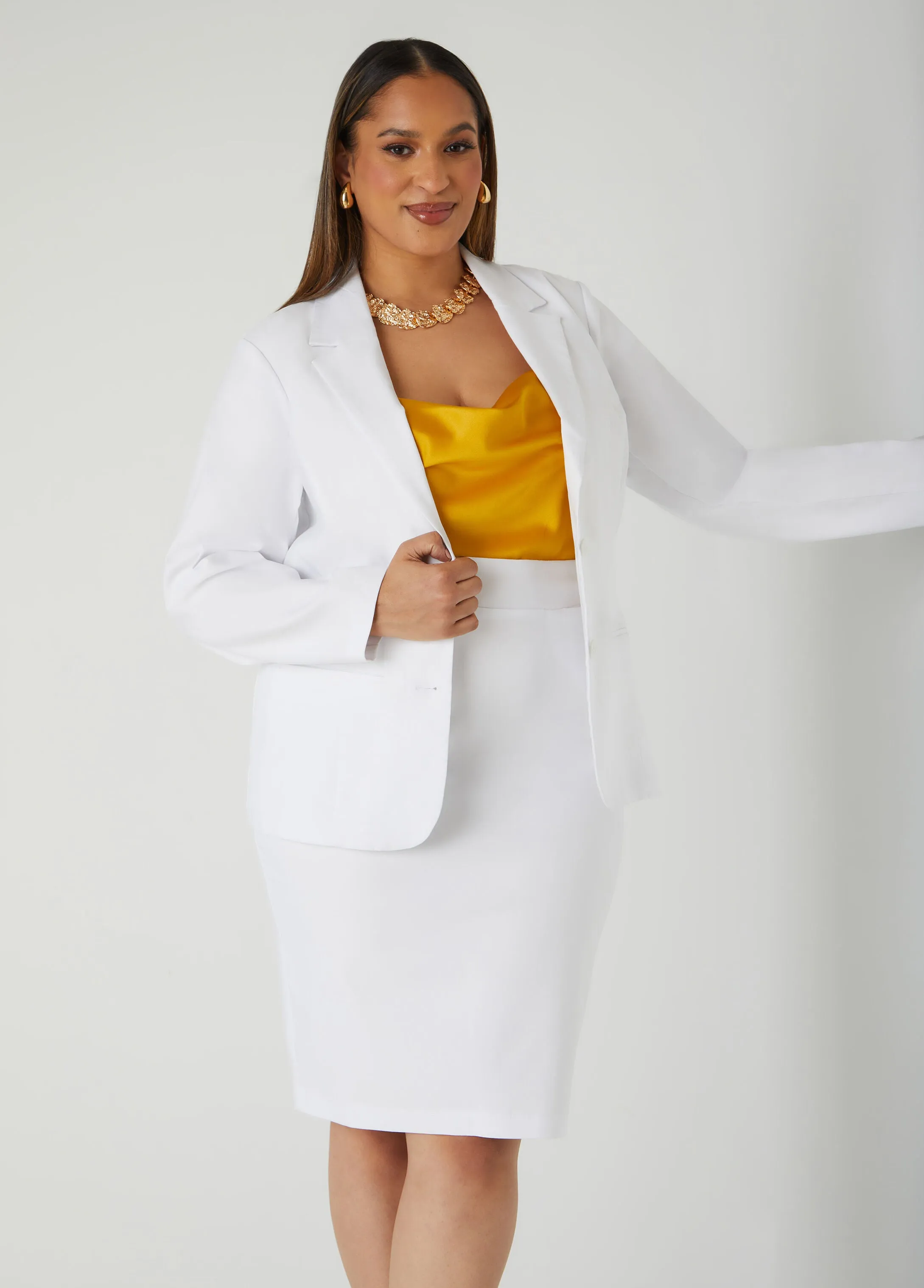Millennium Button Front Blazer sold by Ashley Stewart product image thumbnail 3