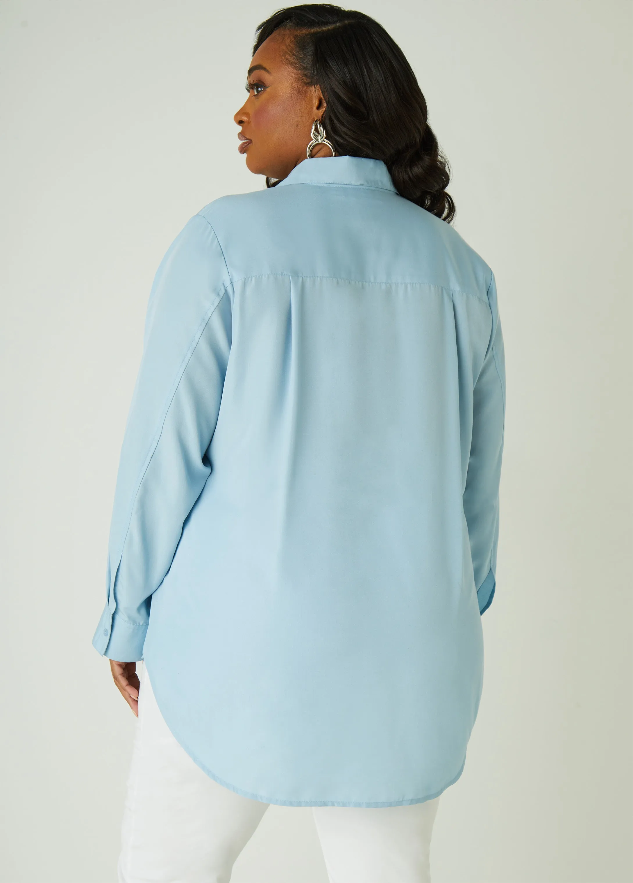 Collared Button Front Shirt sold by Ashley Stewart product image thumbnail 5