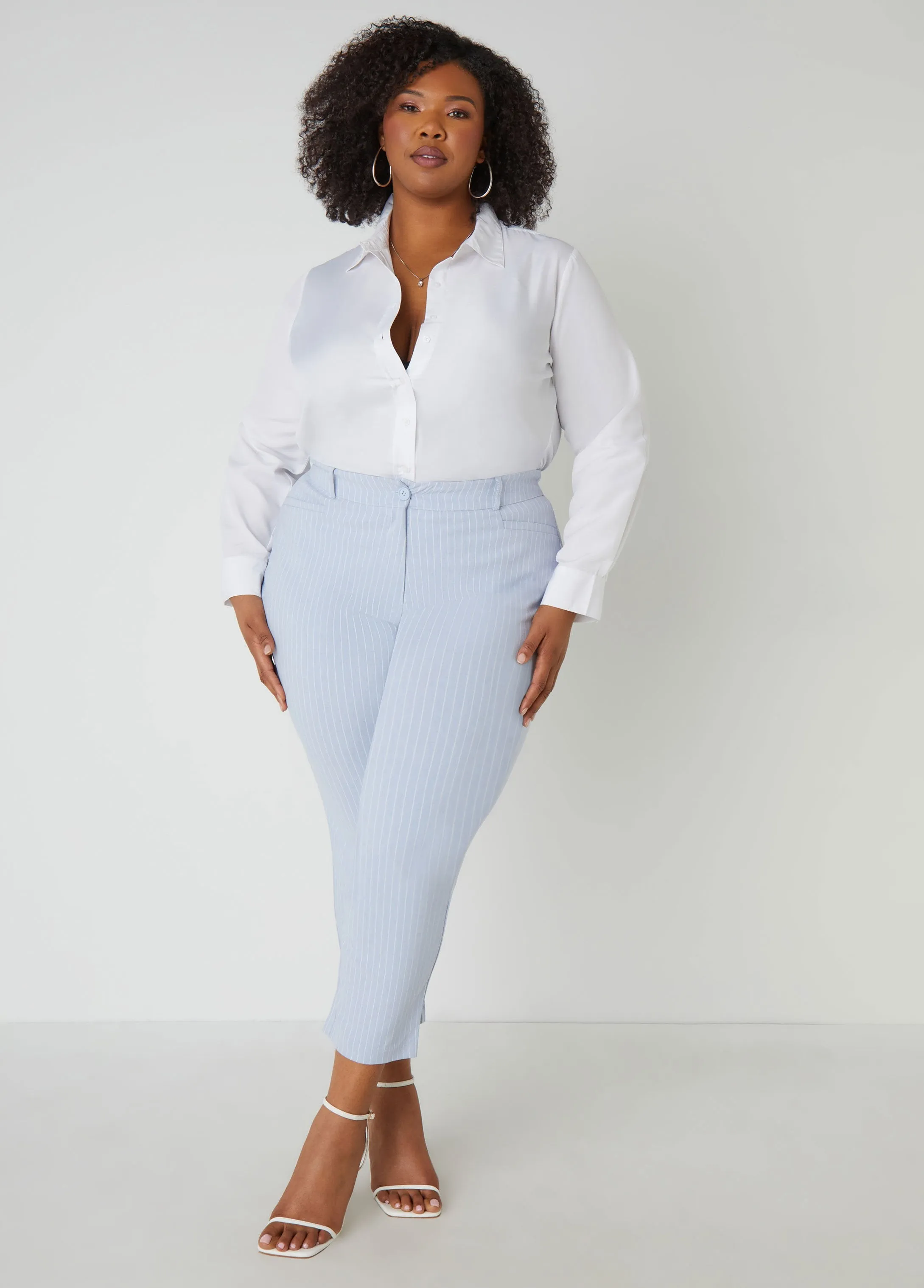 Collared Button Front Shirt sold by Ashley Stewart product image thumbnail 3