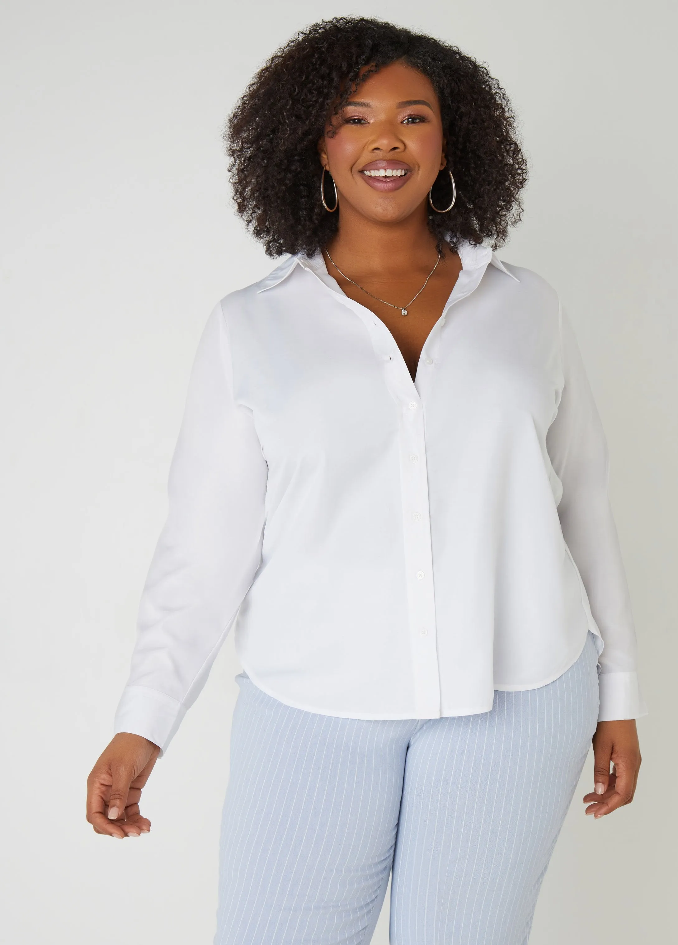 Collared Button Front Shirt sold by Ashley Stewart