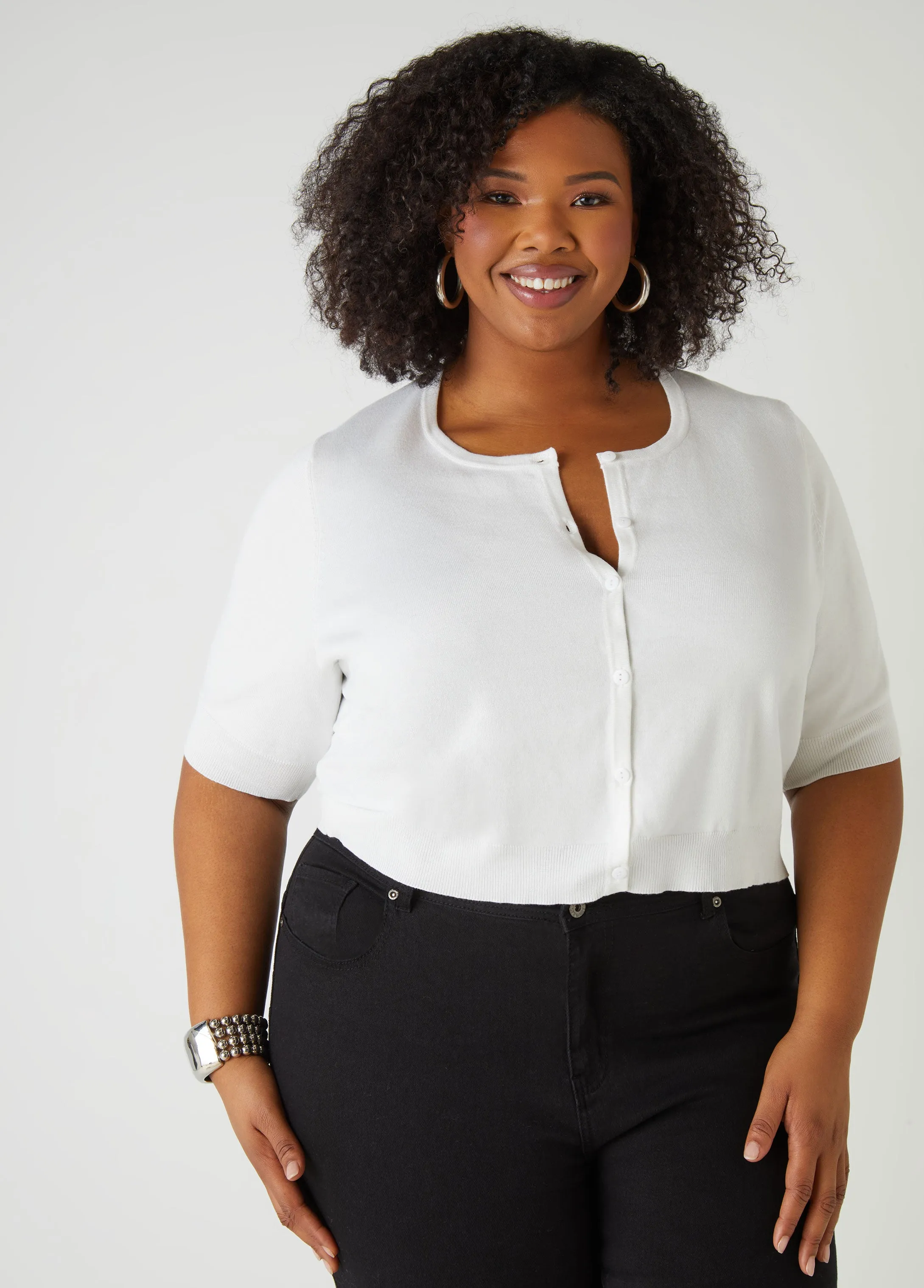 Cropped Cardigan sold by Ashley Stewart product image thumbnail 4