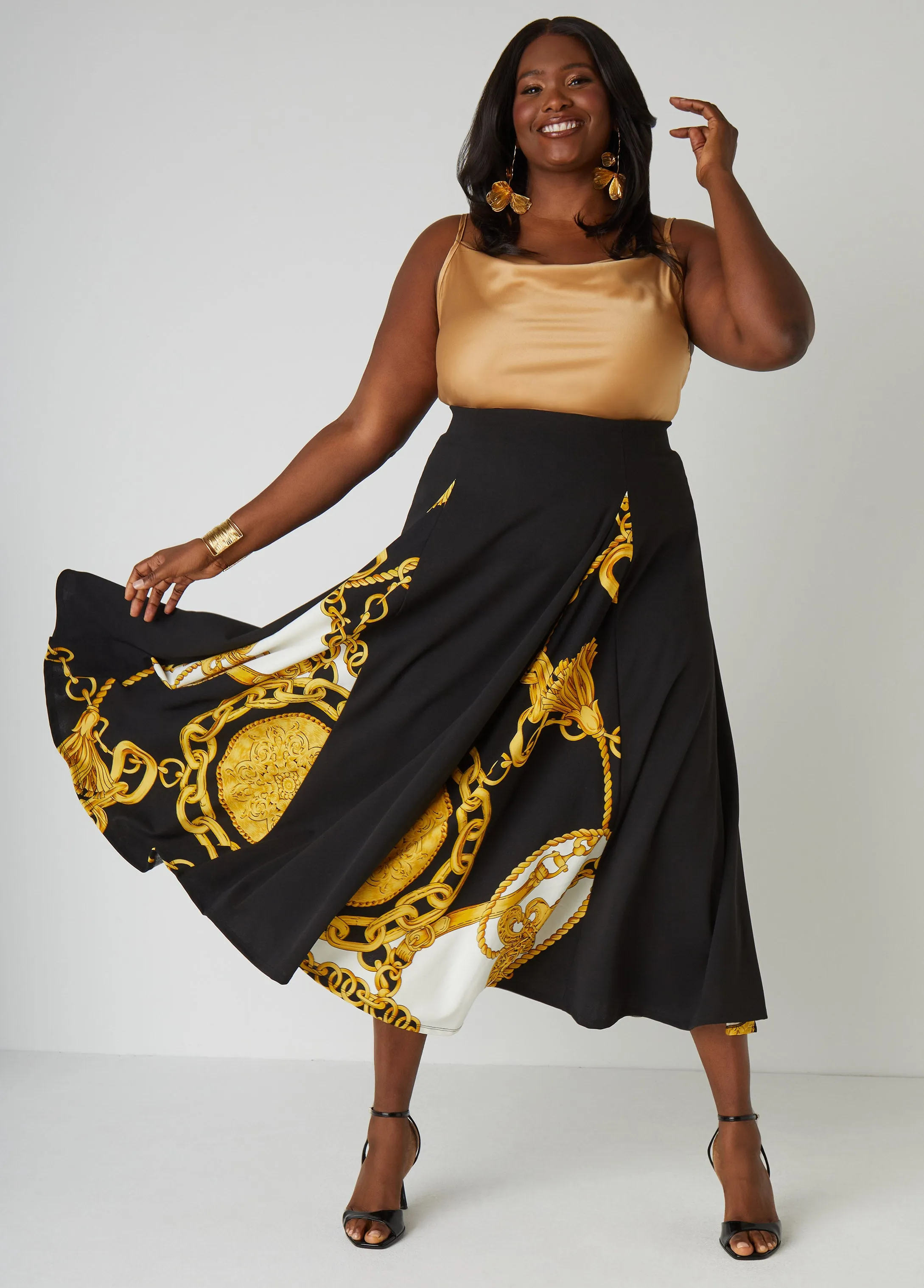 Status Print A Line Maxi Skirt sold by Ashley Stewart product image thumbnail 3
